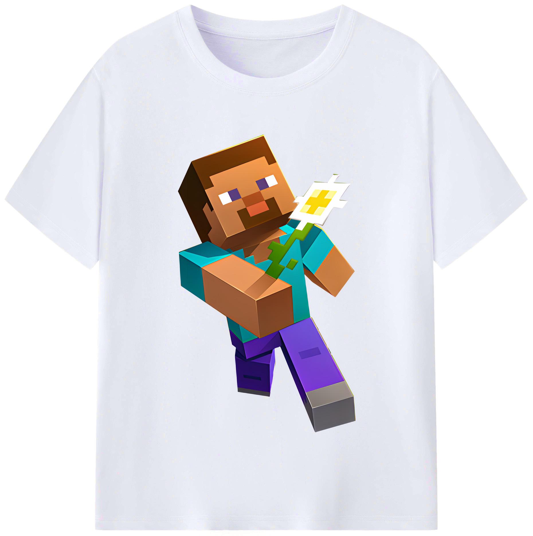 （画像用） マインクラフト ブロックの世界 Minecraft MC Block world レディースカジュアルプリントTシャツ（綿100％）