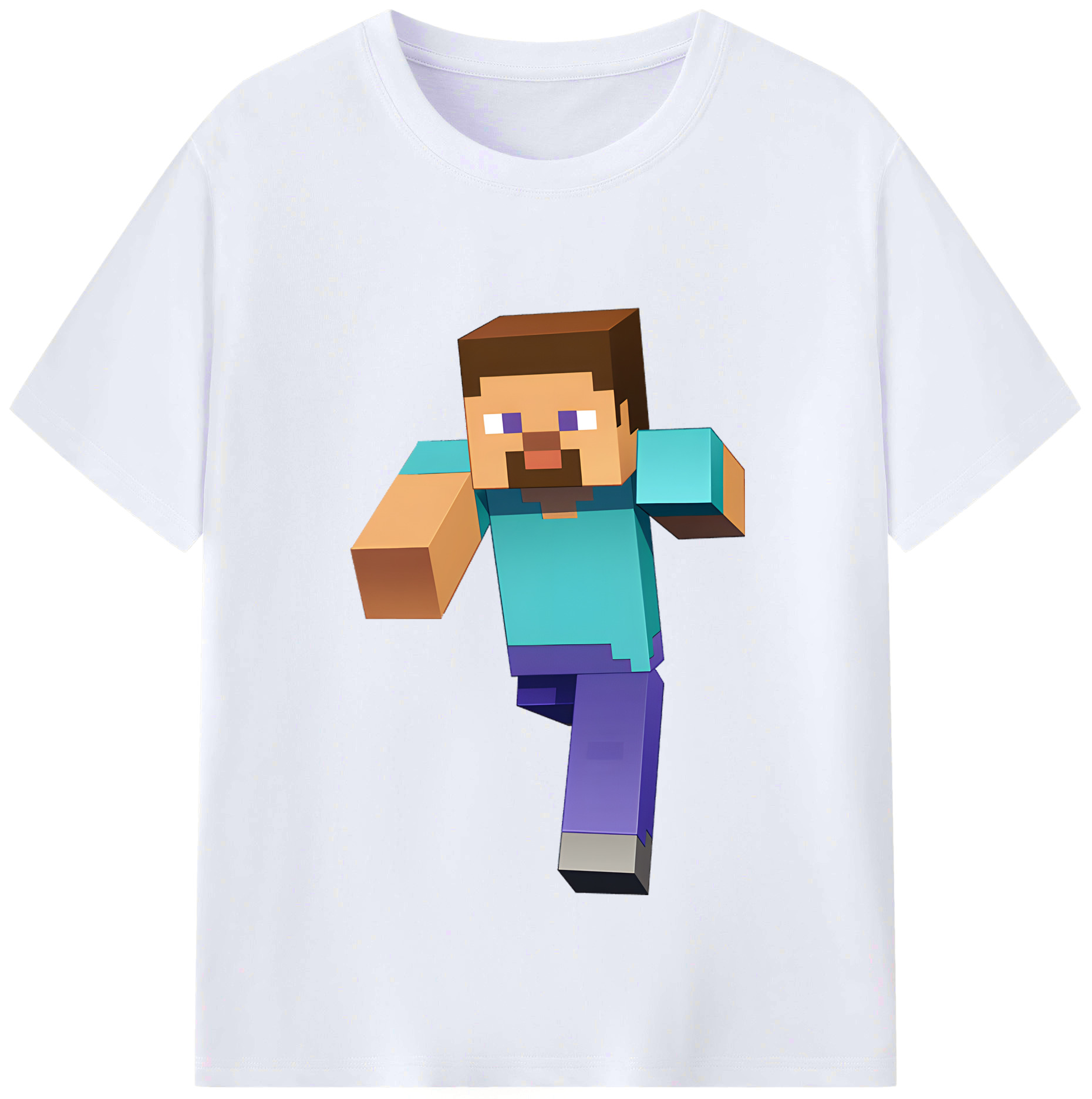 （画像用） マインクラフト ブロックの世界 Minecraft MC Block world レディースカジュアルプリントTシャツ（綿100％）