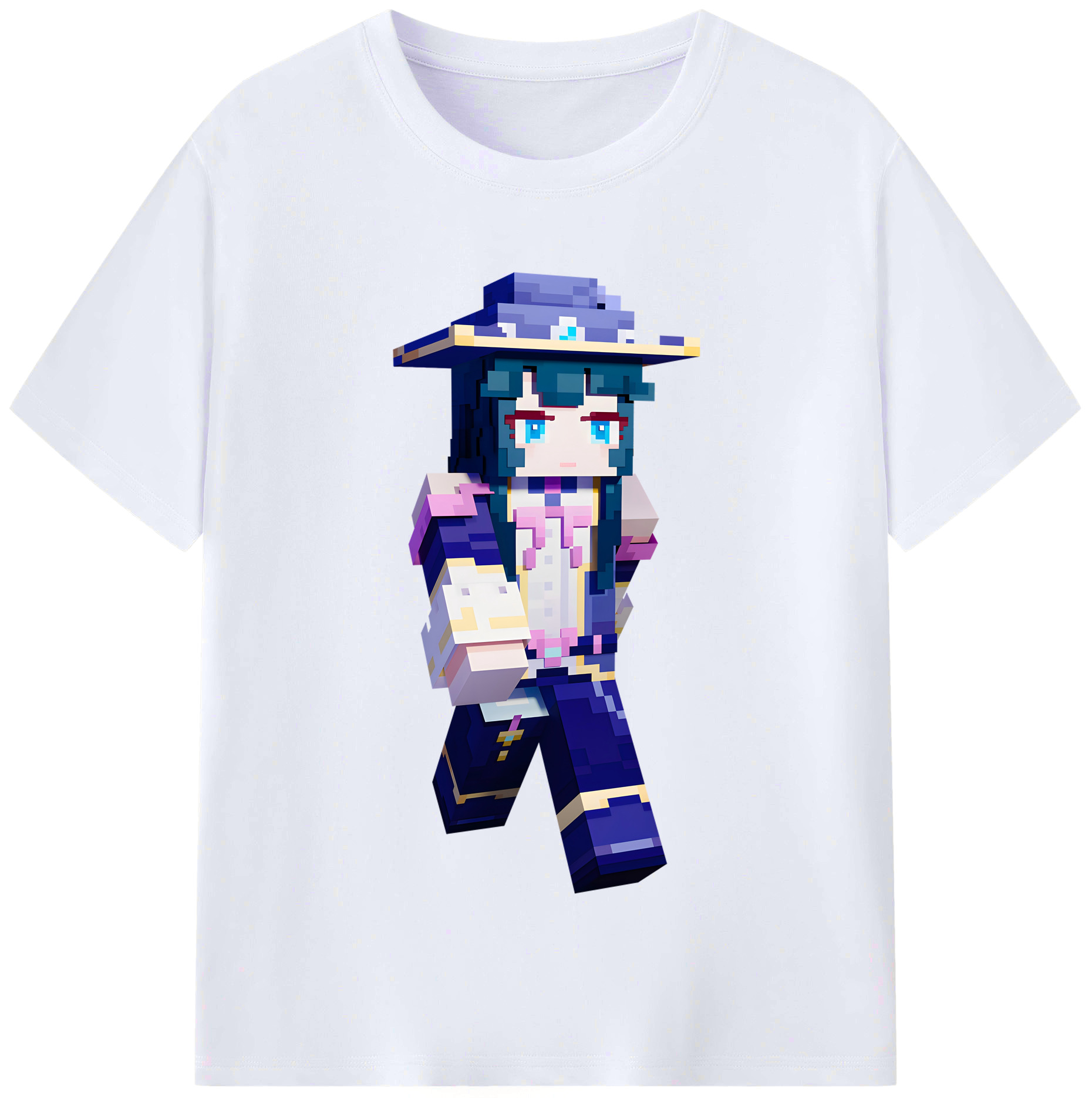 （画像用） マインクラフト ブロックの世界 Minecraft MC Block world レディースカジュアルプリントTシャツ（綿100％）