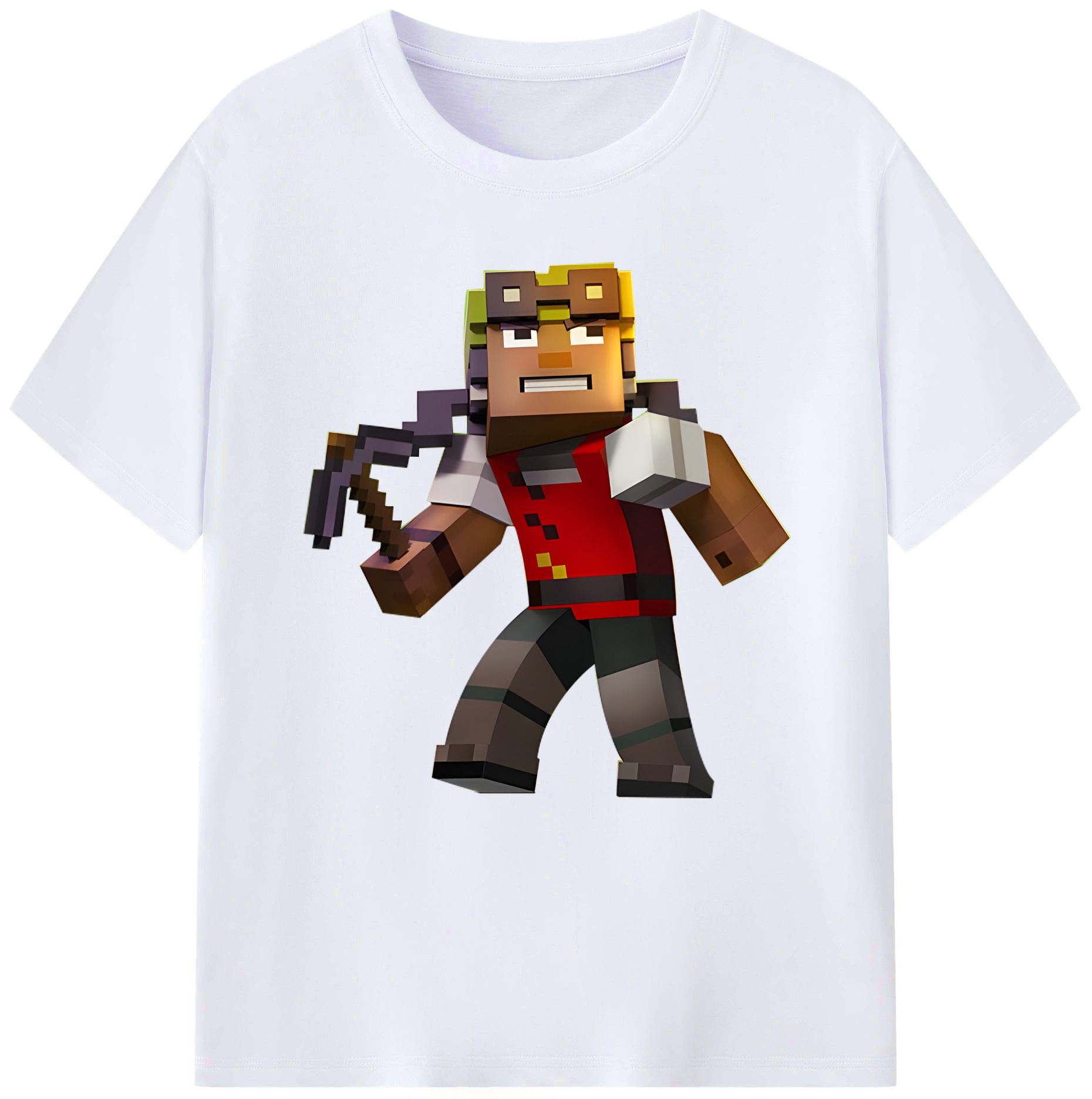 （画像用） マインクラフト ブロックの世界 Minecraft MC Block world レディースカジュアルプリントTシャツ（綿100％）