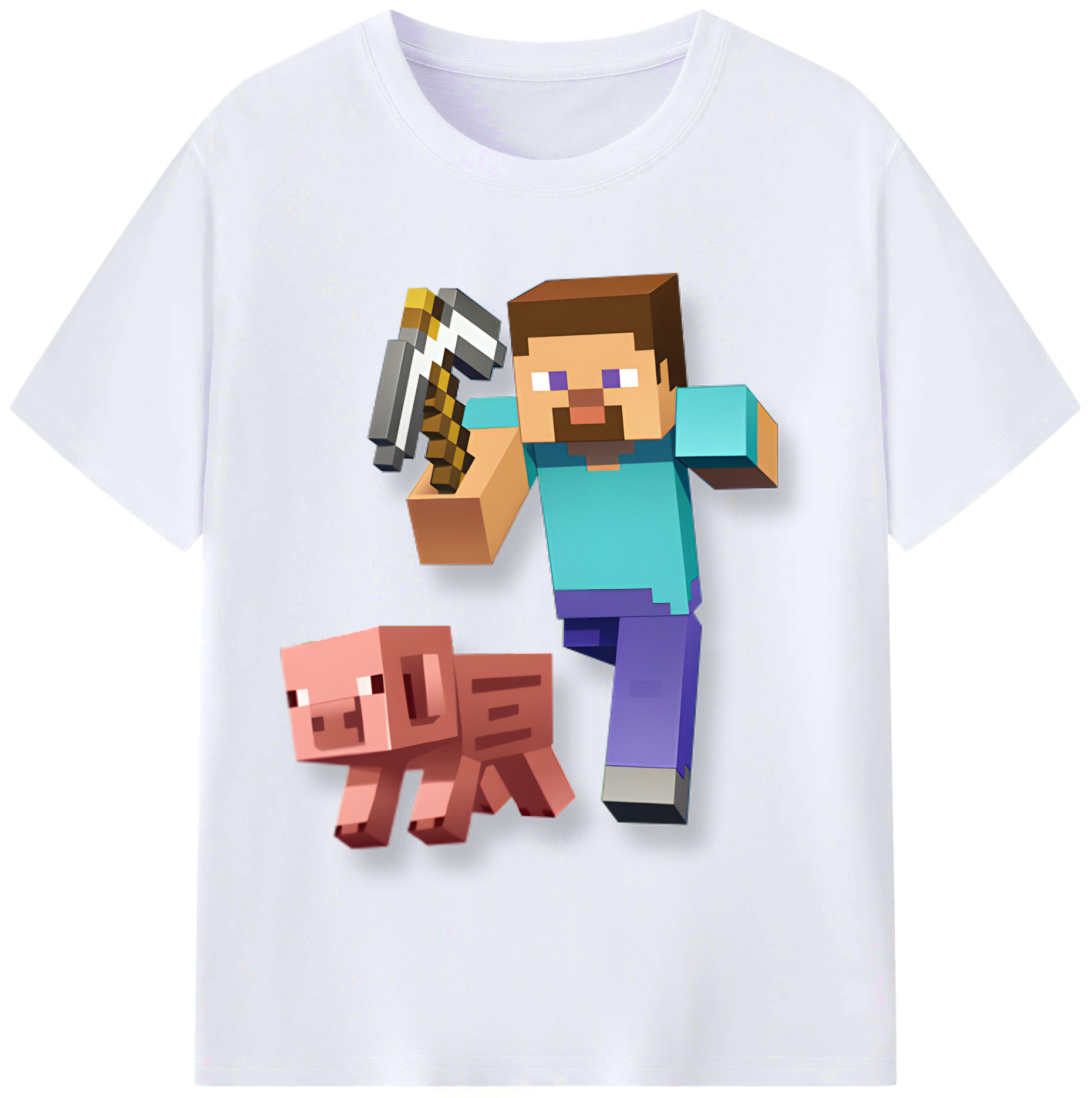 （画像用） マインクラフト ブロックの世界 Minecraft MC Block world レディースカジュアルプリントTシャツ（綿100％）