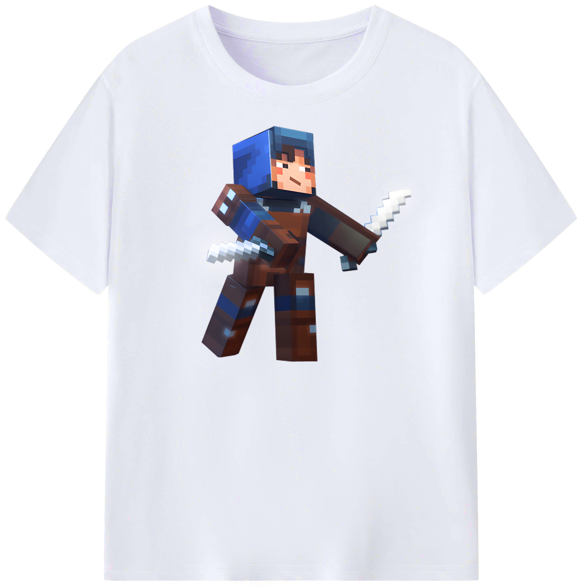 （画像用） マインクラフト ブロックの世界 Minecraft MC Block world レディースカジュアルプリントTシャツ（綿100％）