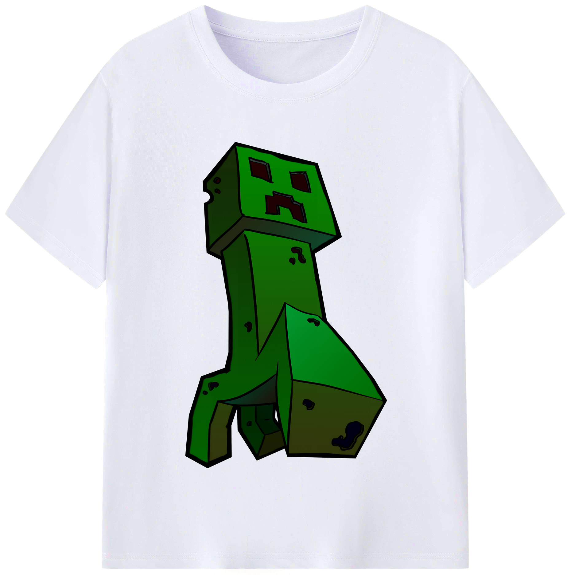 （画像用） マインクラフト ブロックの世界 Minecraft MC Block world レディースカジュアルプリントTシャツ（綿100％）