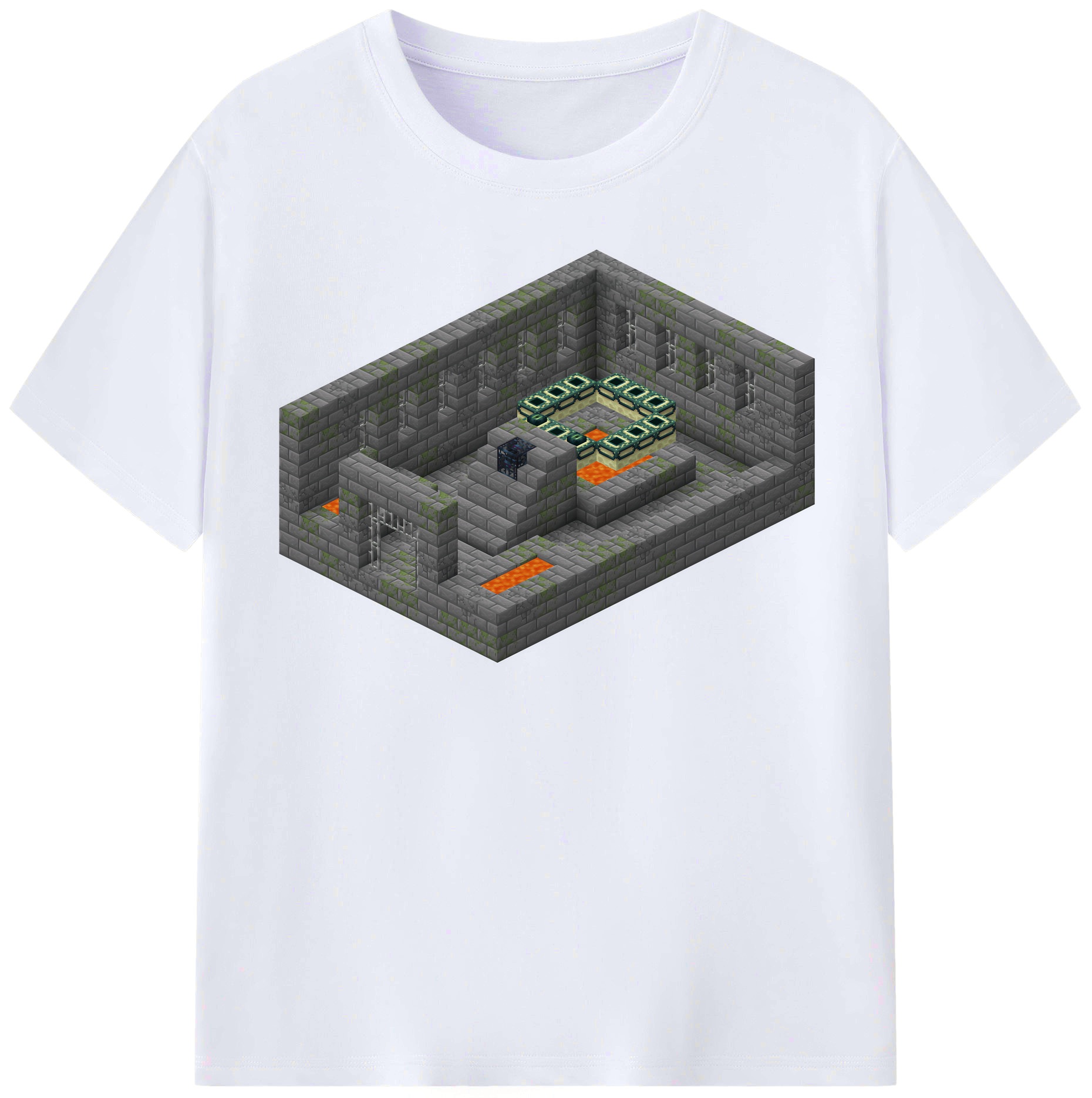 （画像用） マインクラフト ブロックの世界 Minecraft MC Block world レディースカジュアルプリントTシャツ（綿100％）