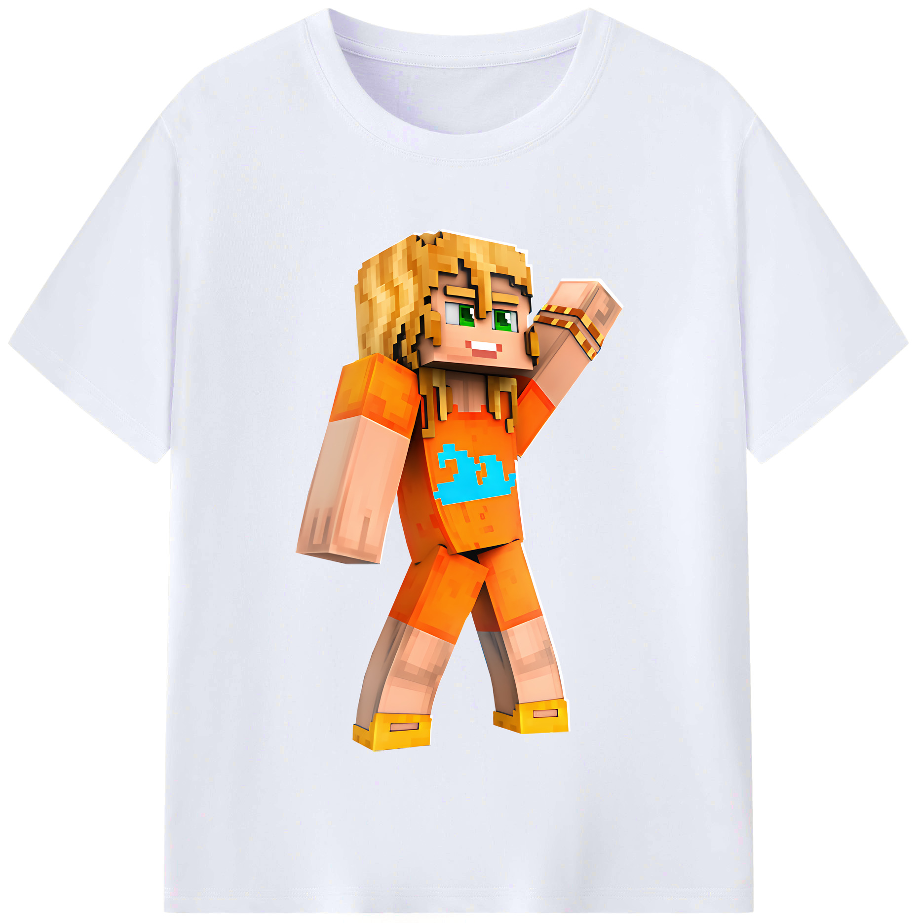 （画像用） マインクラフト ブロックの世界 Minecraft MC Block world レディースカジュアルプリントTシャツ（綿100％）