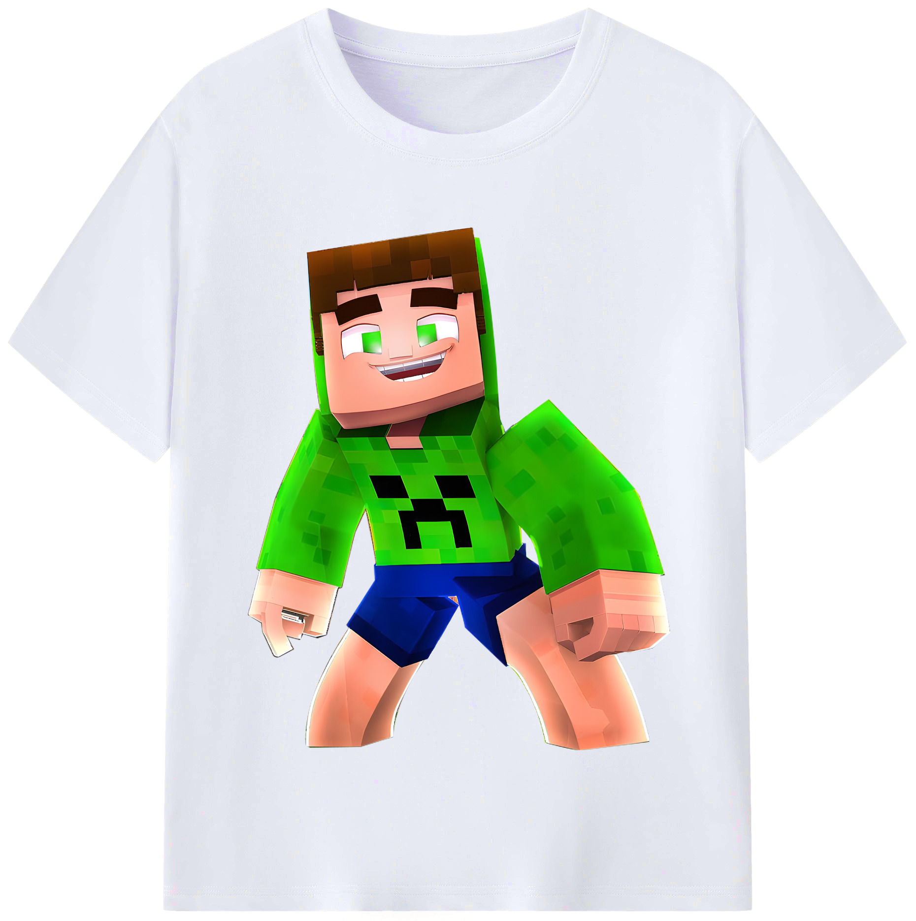 （画像用） マインクラフト ブロックの世界 Minecraft MC Block world レディースカジュアルプリントTシャツ（綿100％）
