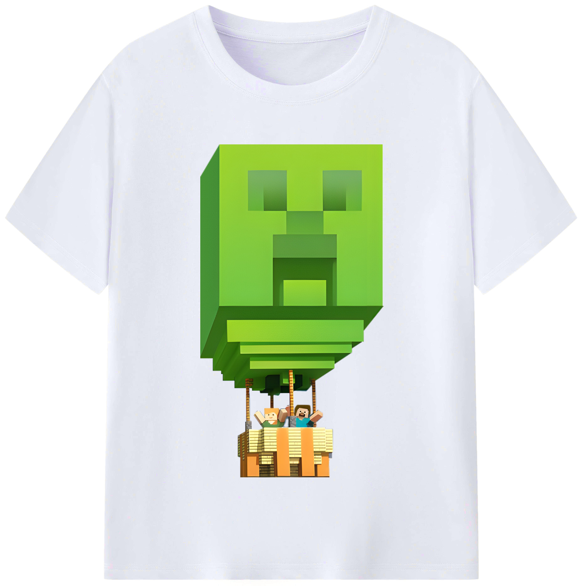 （画像用） マインクラフト ブロックの世界 Minecraft MC Block world レディースカジュアルプリントTシャツ（綿100％）