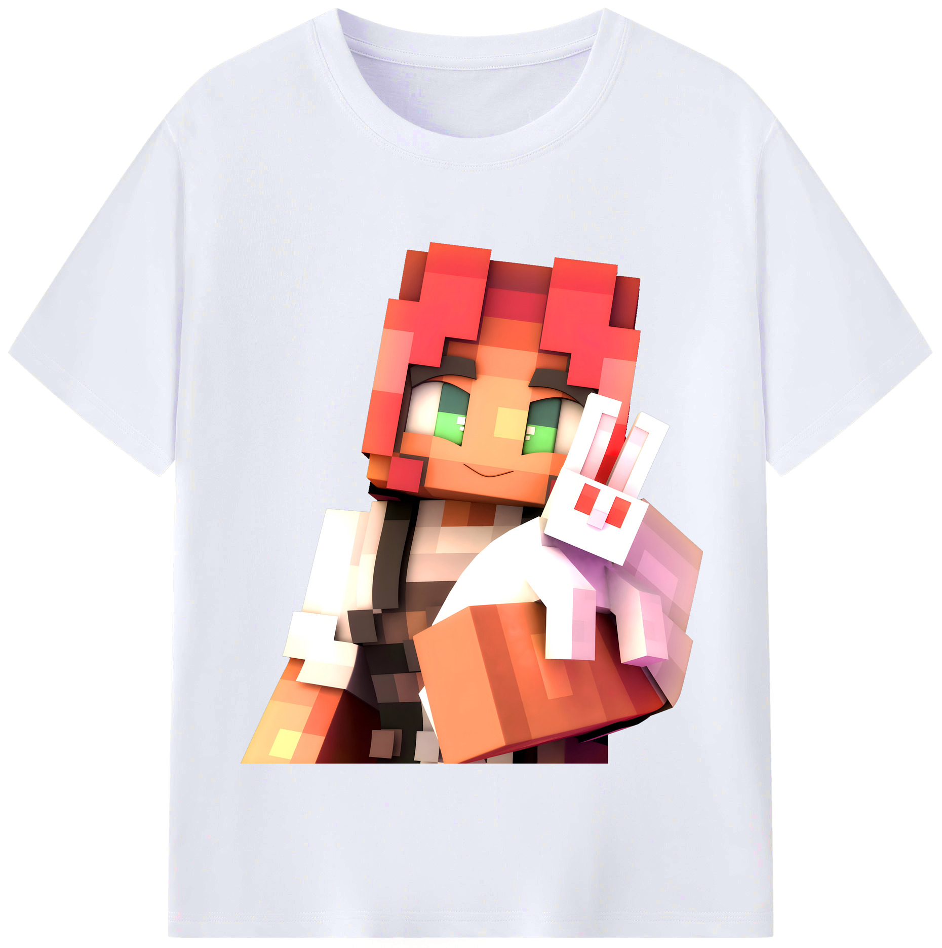 （画像用） マインクラフト ブロックの世界 Minecraft MC Block world レディースカジュアルプリントTシャツ（綿100％）