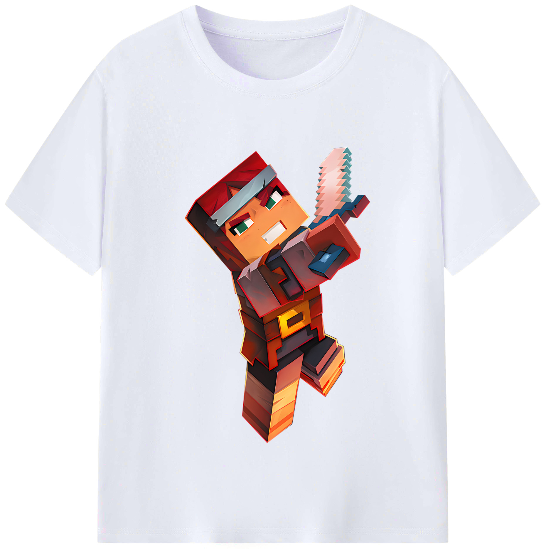 （画像用） マインクラフト ブロックの世界 Minecraft MC Block world レディースカジュアルプリントTシャツ（綿100％）
