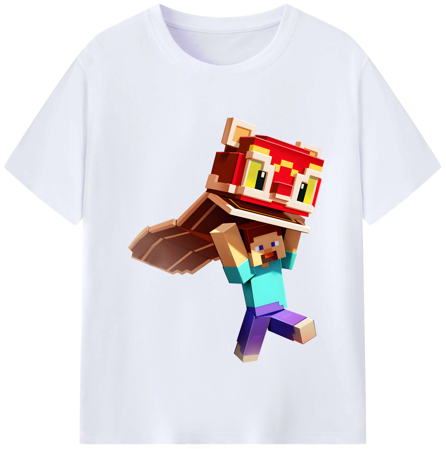 （画像用） マインクラフト ブロックの世界 Minecraft MC Block world レディースカジュアルプリントTシャツ（綿100％）