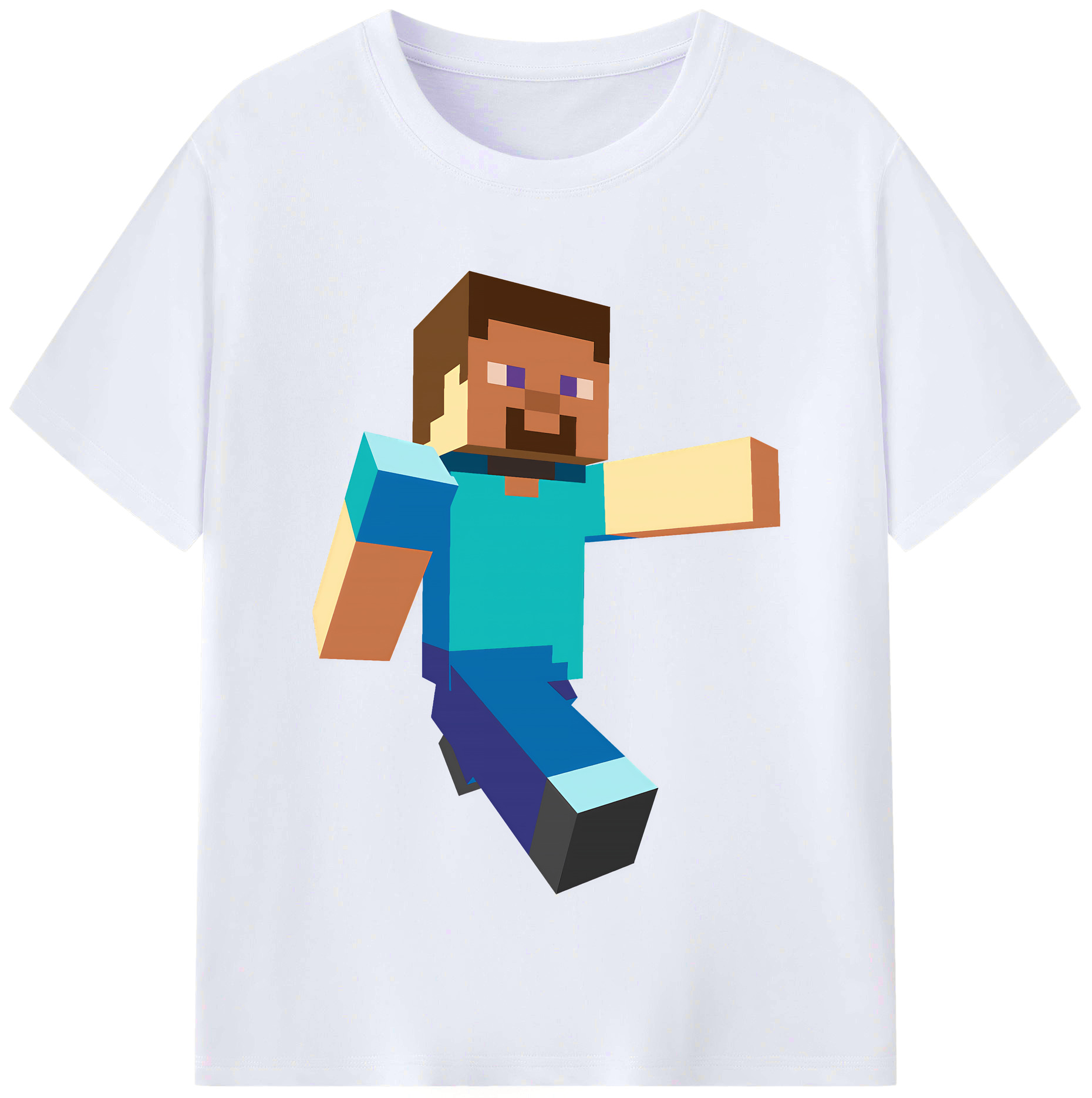 （画像用） マインクラフト ブロックの世界 Minecraft MC Block world レディースカジュアルプリントTシャツ（綿100％）