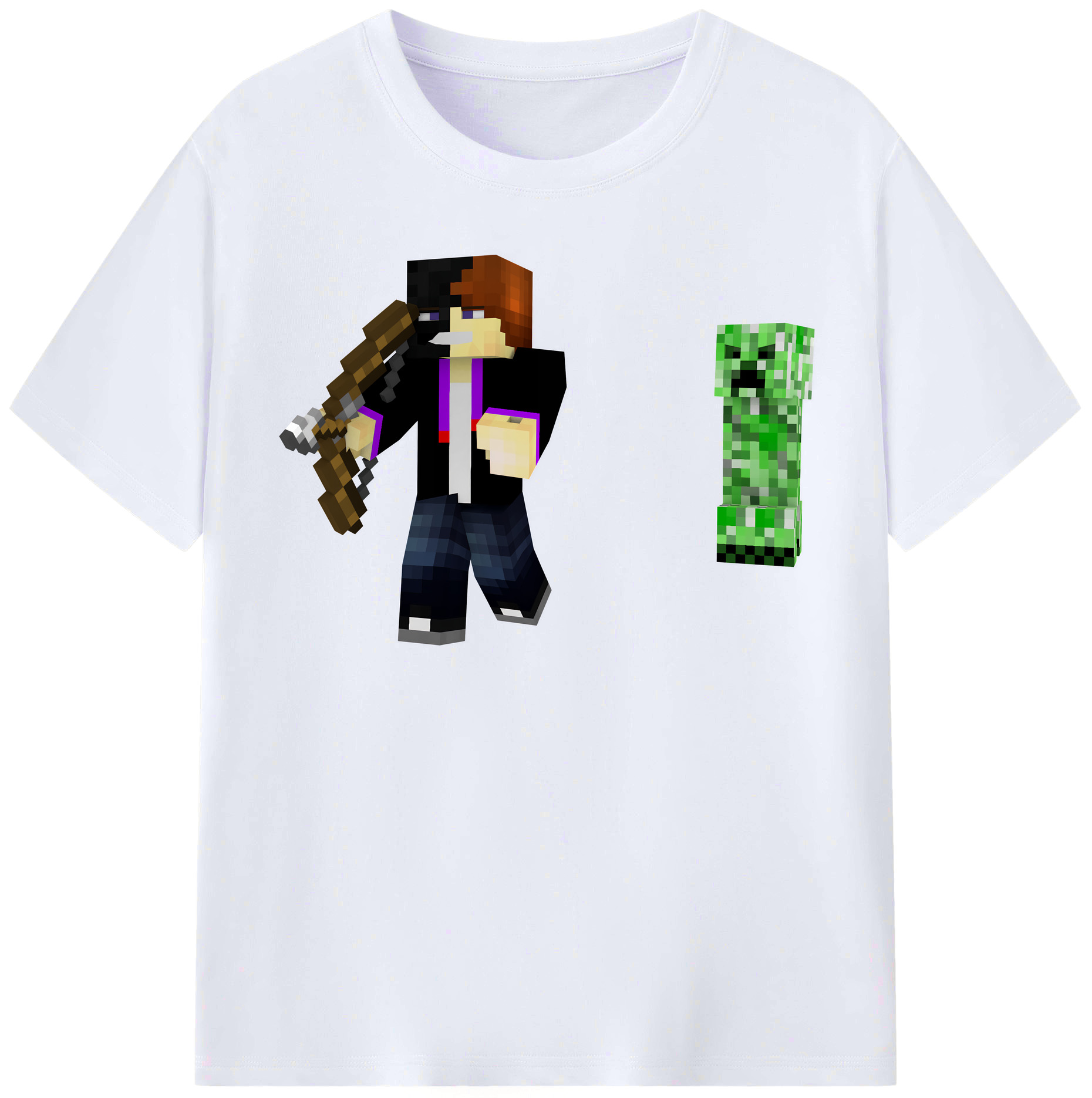 （画像用） マインクラフト ブロックの世界 Minecraft MC Block world レディースカジュアルプリントTシャツ（綿100％）