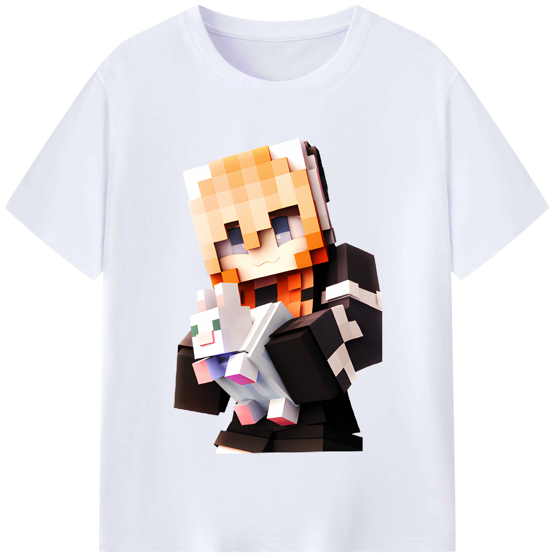 （画像用） マインクラフト ブロックの世界 Minecraft MC Block world レディースカジュアルプリントTシャツ（綿100％）