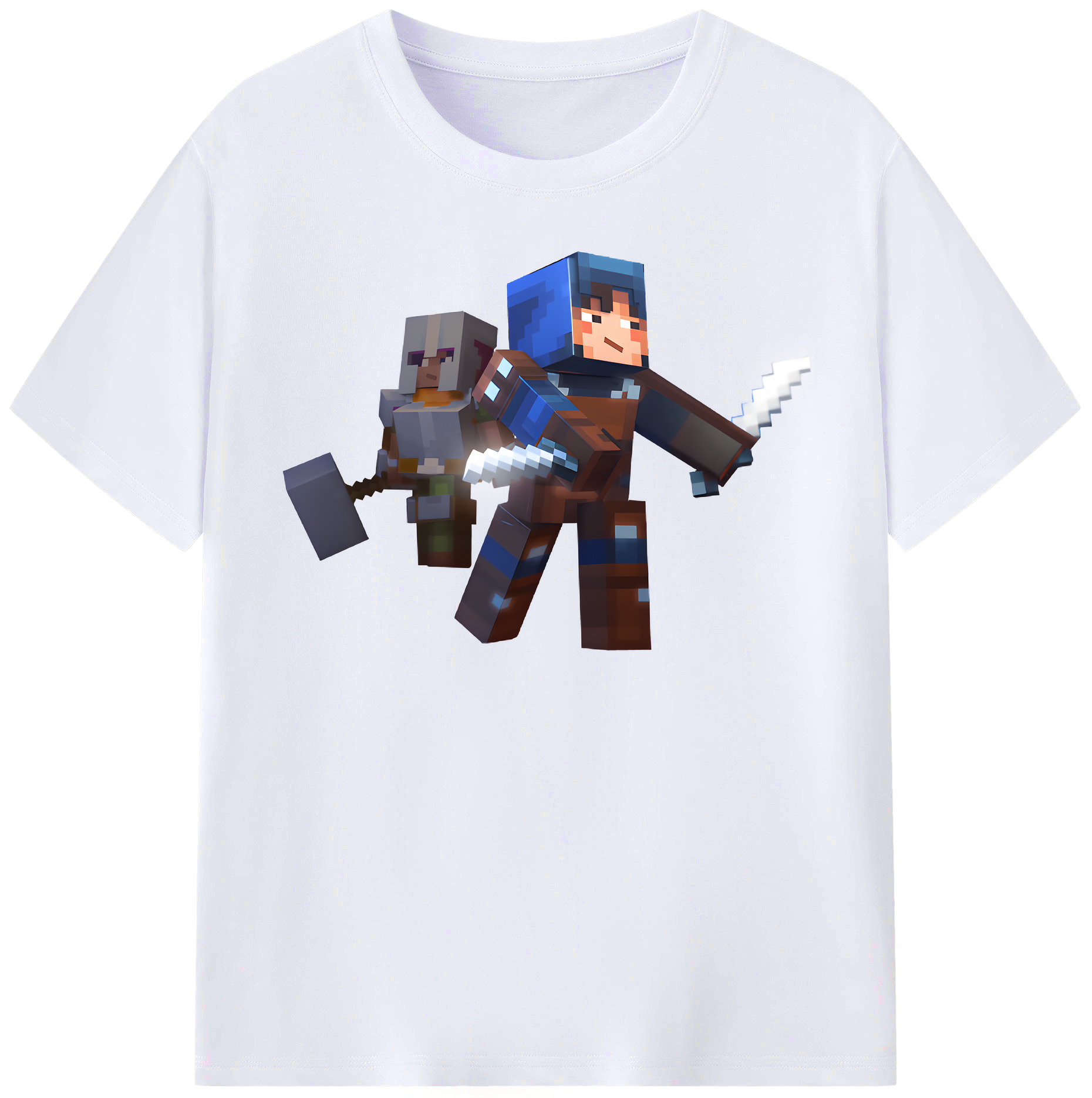（画像用） マインクラフト ブロックの世界 Minecraft MC Block world レディースカジュアルプリントTシャツ（綿100％）