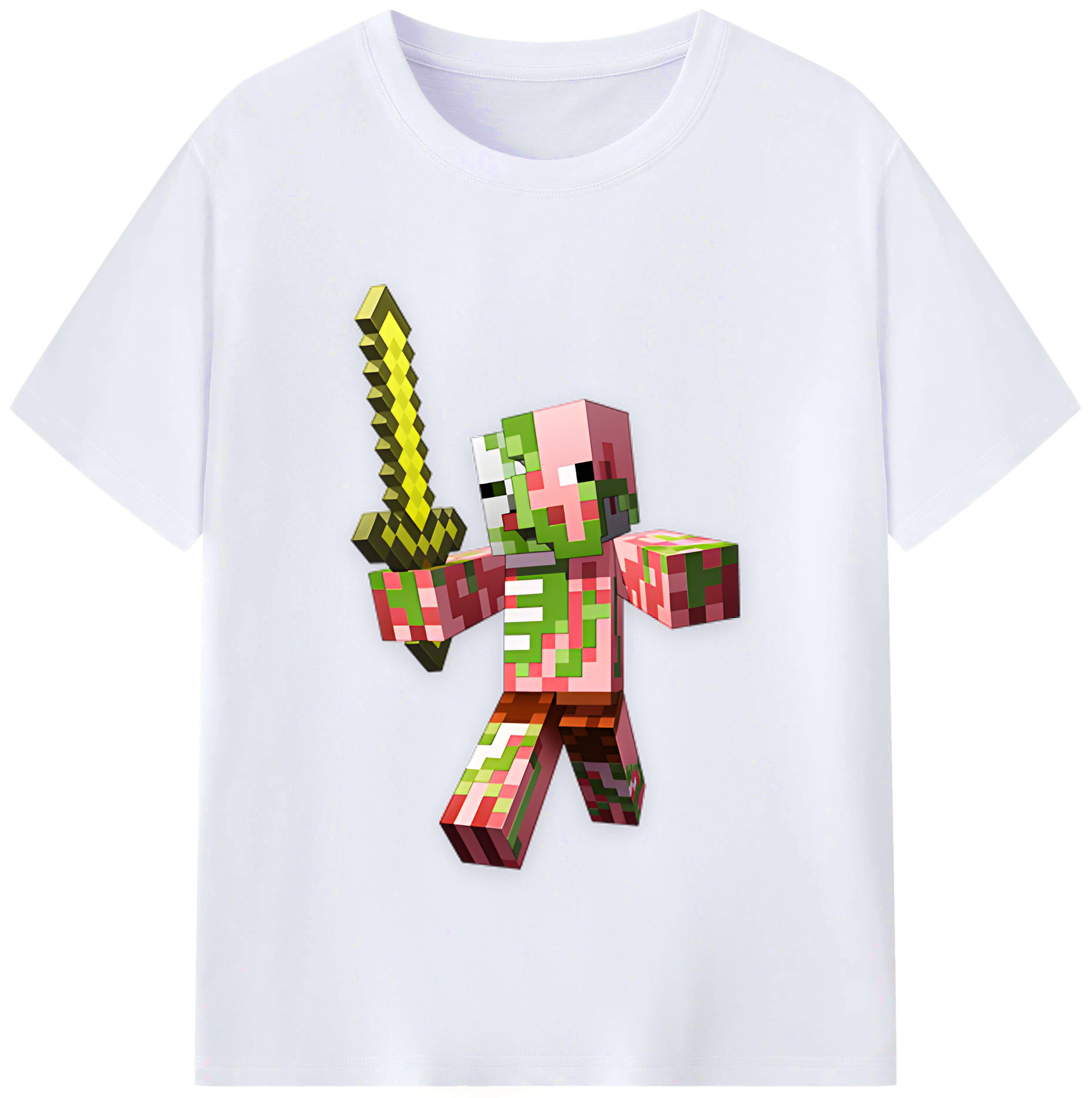 （画像用） マインクラフト ブロックの世界 Minecraft MC Block world レディースカジュアルプリントTシャツ（綿100％）