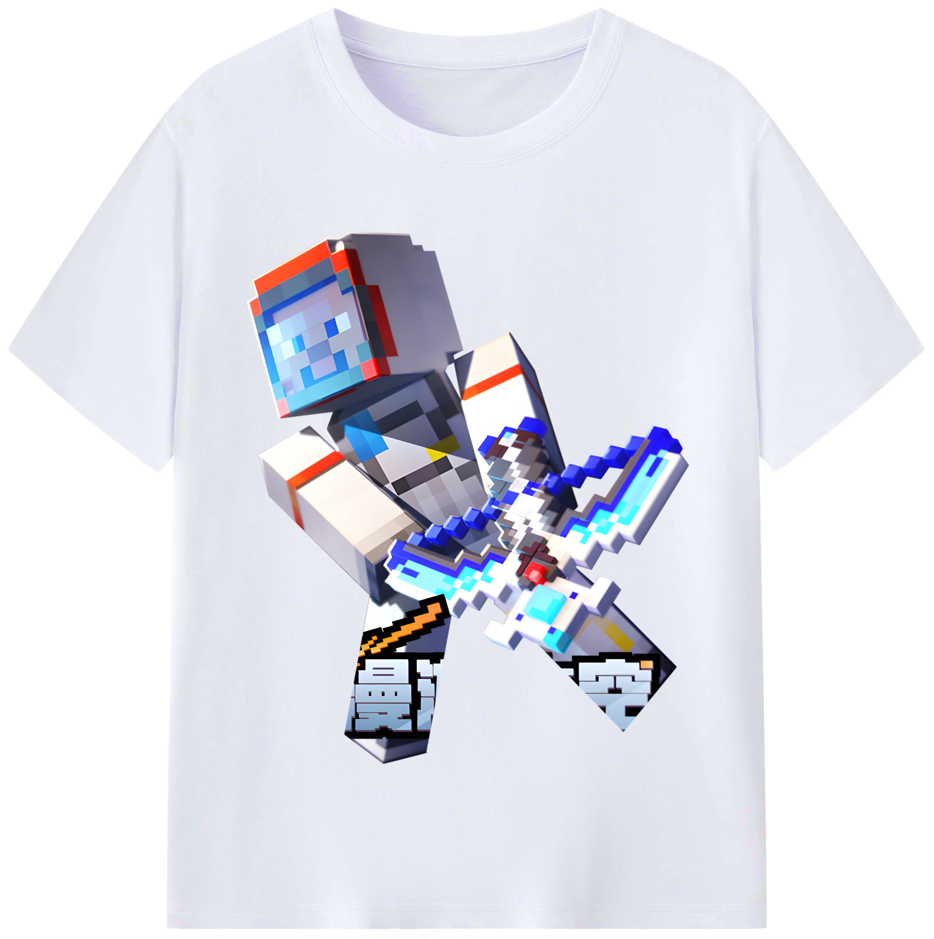 （画像用） マインクラフト ブロックの世界 Minecraft MC Block world レディースカジュアルプリントTシャツ（綿100％）