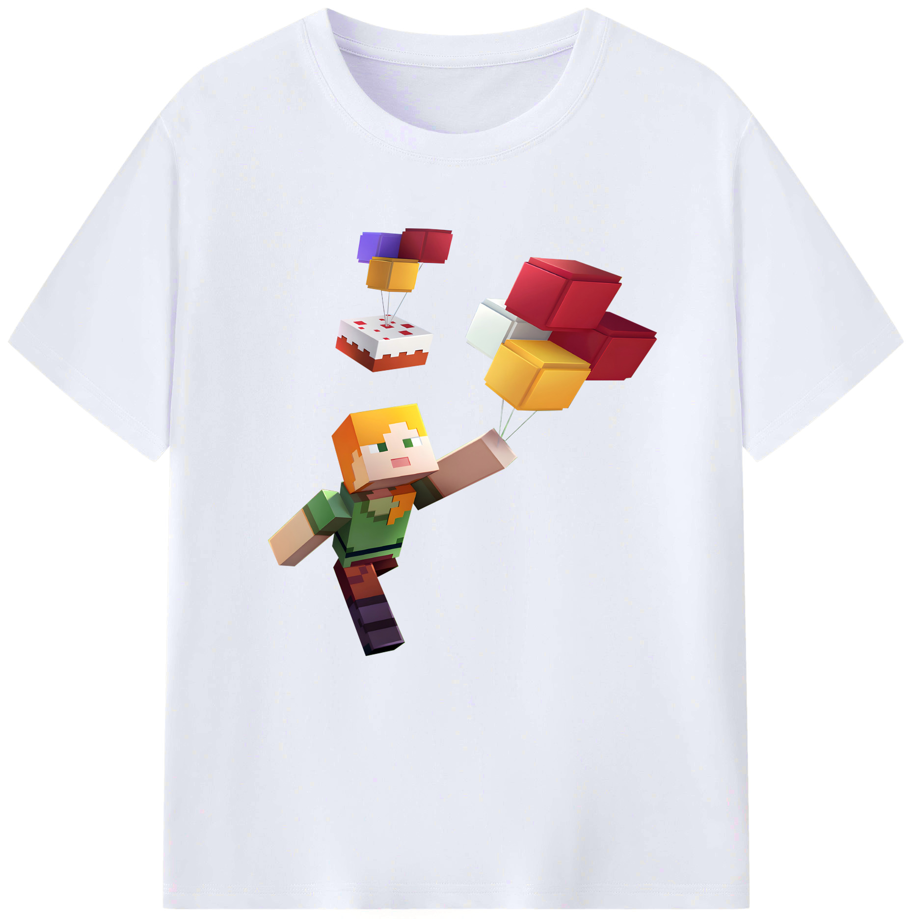（画像用） マインクラフト ブロックの世界 Minecraft MC Block world レディースカジュアルプリントTシャツ（綿100％）