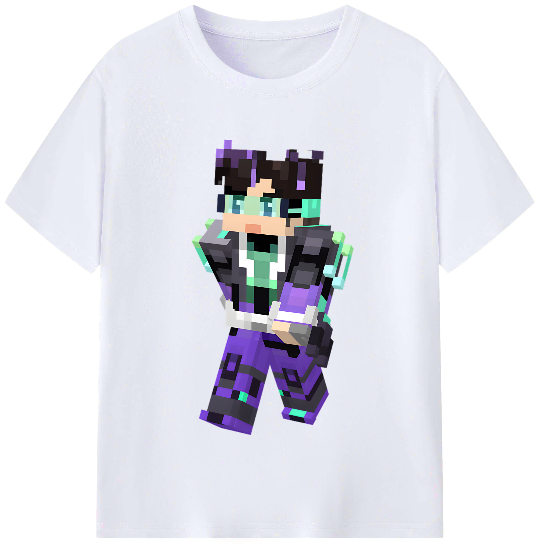 （画像用） マインクラフト ブロックの世界 Minecraft MC Block world レディースカジュアルプリントTシャツ（綿100％）