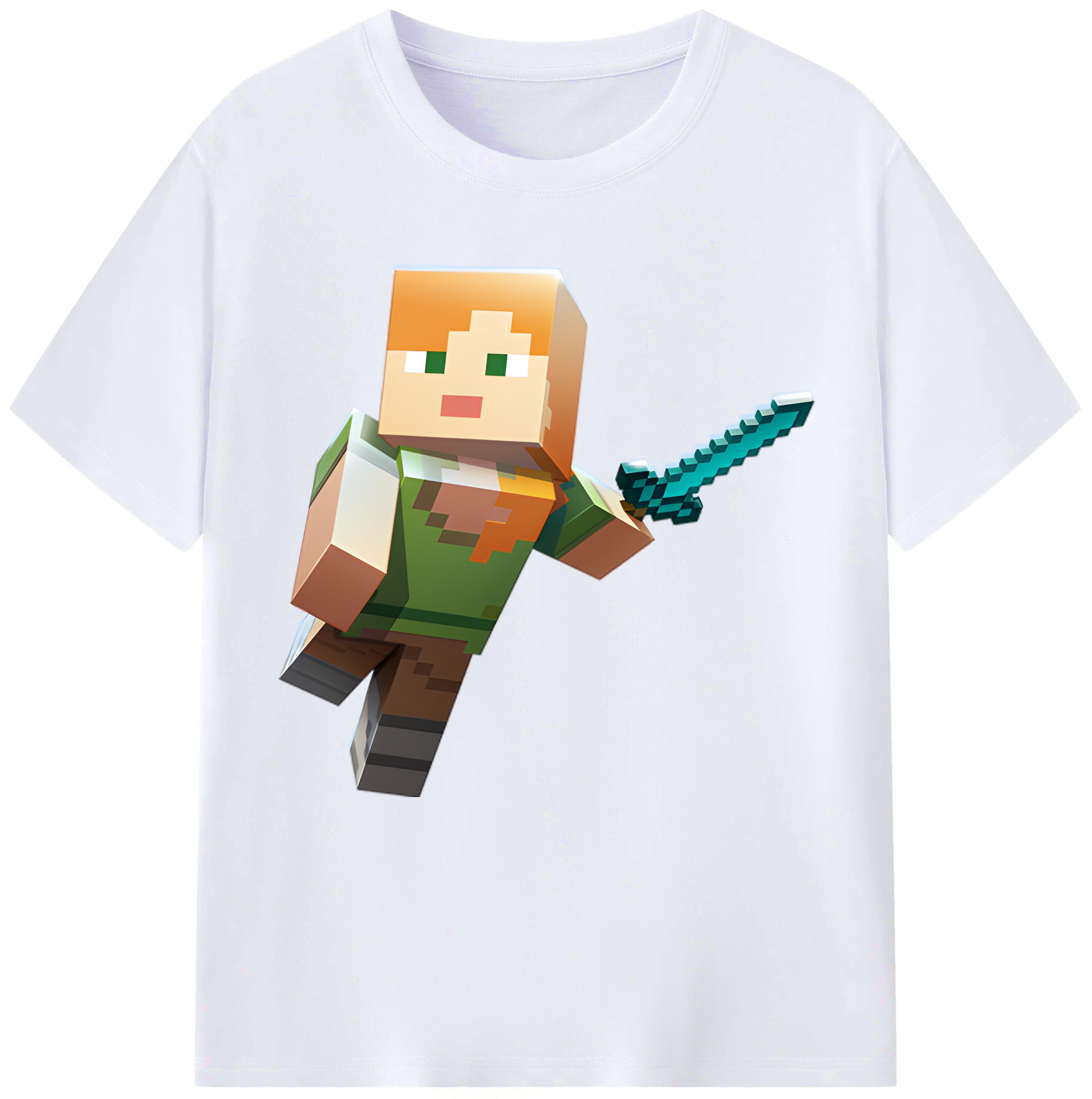 （画像用） マインクラフト ブロックの世界 Minecraft MC Block world レディースカジュアルプリントTシャツ（綿100％）