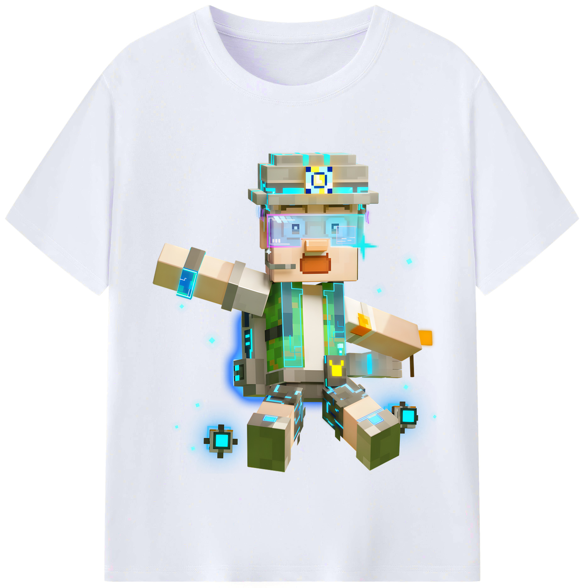 （画像用） マインクラフト ブロックの世界 Minecraft MC Block world レディースカジュアルプリントTシャツ（綿100％）