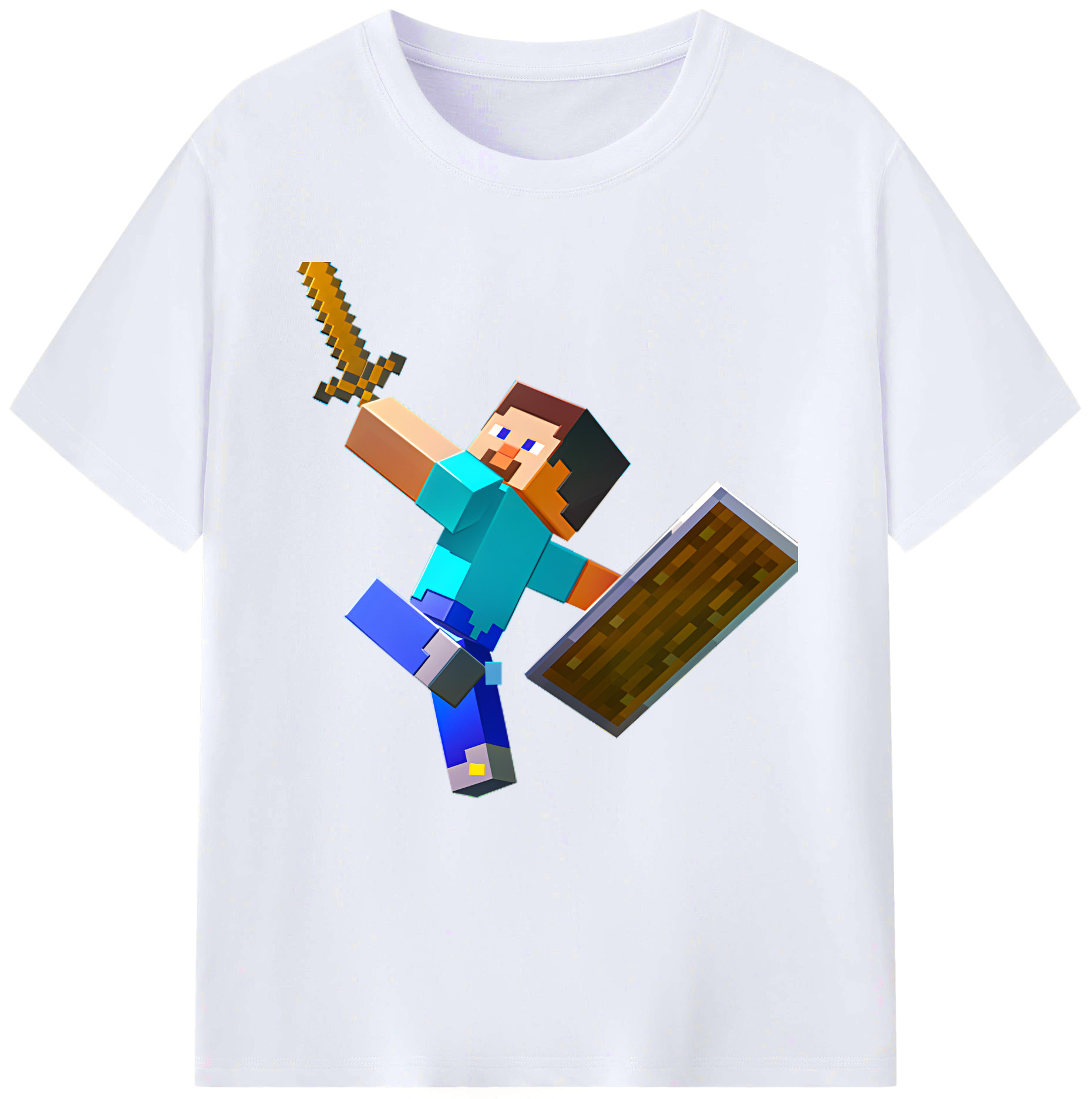 （画像用） マインクラフト ブロックの世界 Minecraft MC Block world レディースカジュアルプリントTシャツ（綿100％）