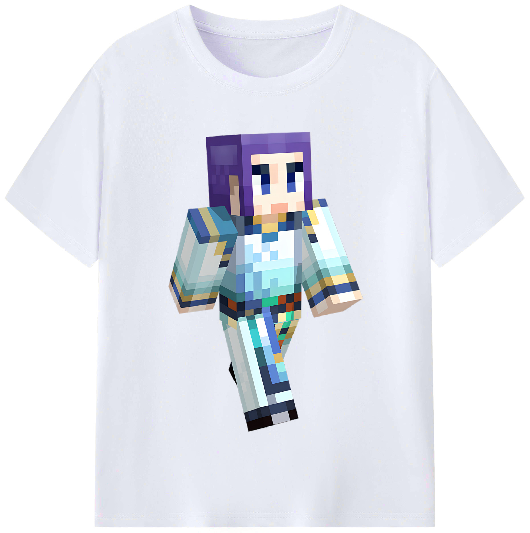 （画像用） マインクラフト ブロックの世界 Minecraft MC Block world レディースカジュアルプリントTシャツ（綿100％）