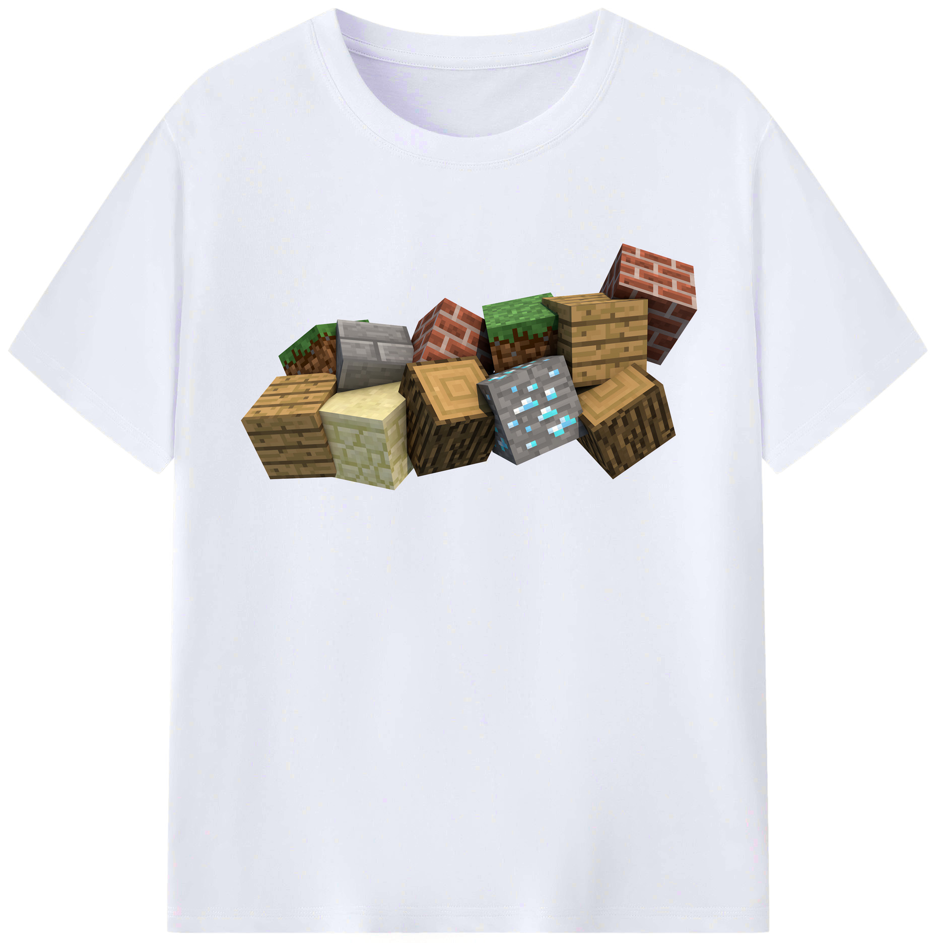（画像用） マインクラフト ブロックの世界 Minecraft MC Block world レディースカジュアルプリントTシャツ（綿100％）