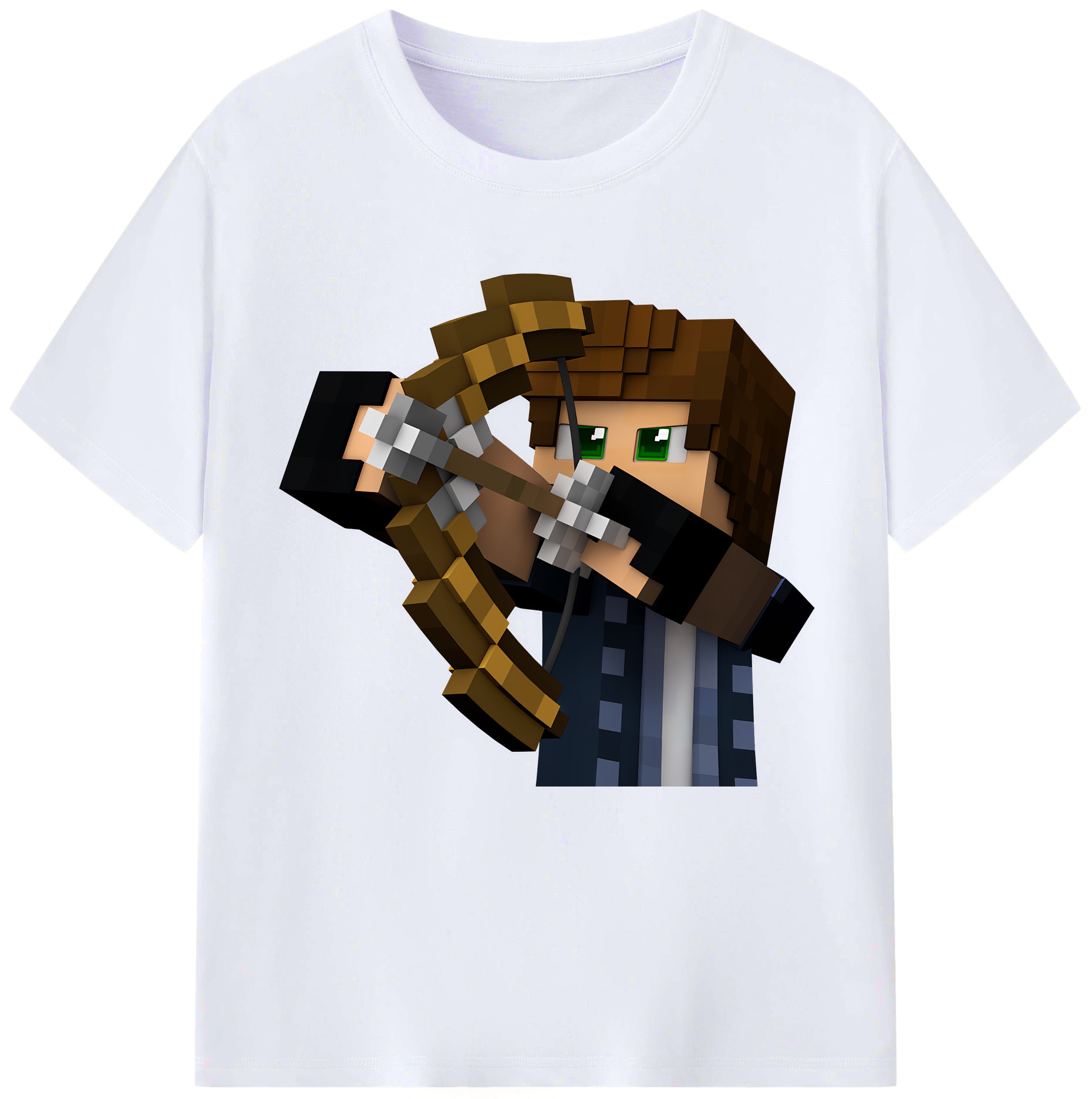 （画像用） マインクラフト ブロックの世界 Minecraft MC Block world レディースカジュアルプリントTシャツ（綿100％）