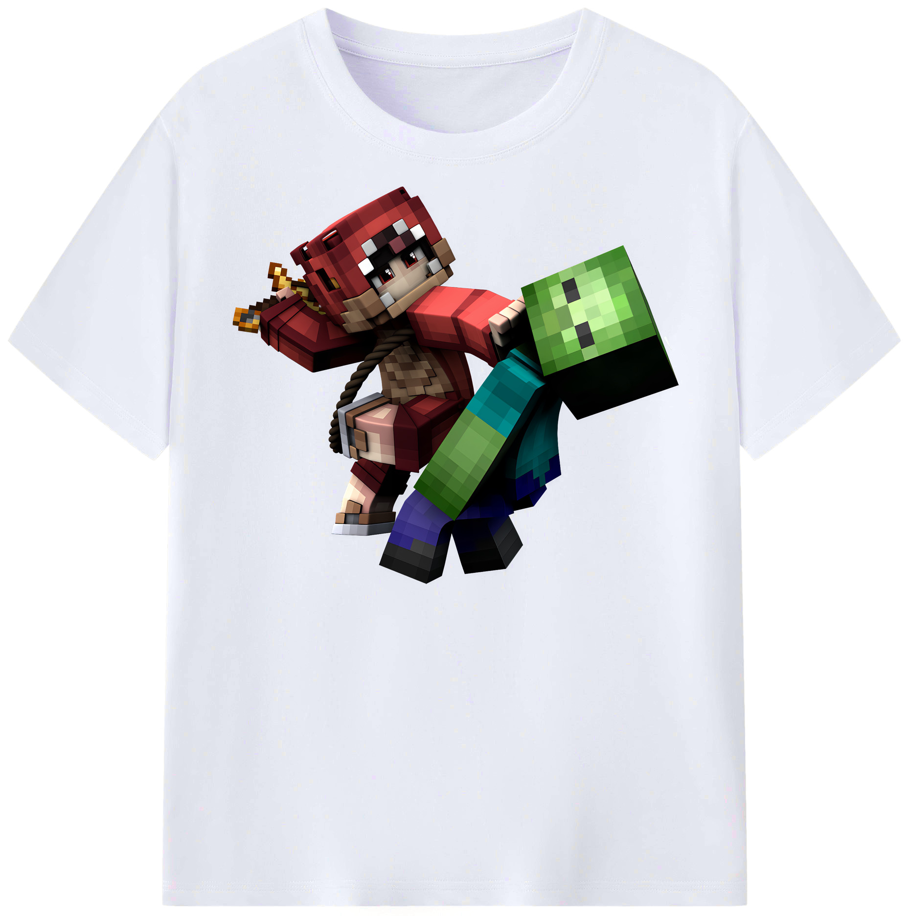 （画像用） マインクラフト ブロックの世界 Minecraft MC Block world レディースカジュアルプリントTシャツ（綿100％）