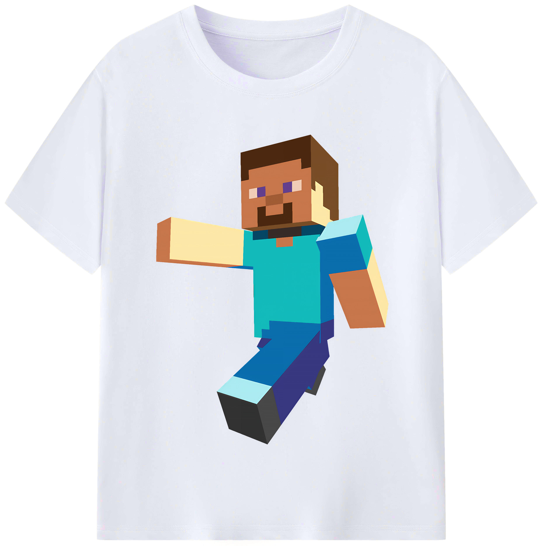（画像用） マインクラフト ブロックの世界 Minecraft MC Block world レディースカジュアルプリントTシャツ（綿100％）