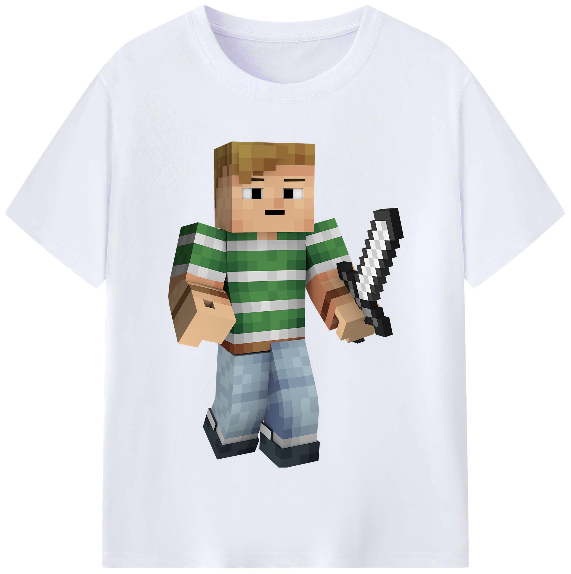 （画像用） マインクラフト ブロックの世界 Minecraft MC Block world レディースカジュアルプリントTシャツ（綿100％）