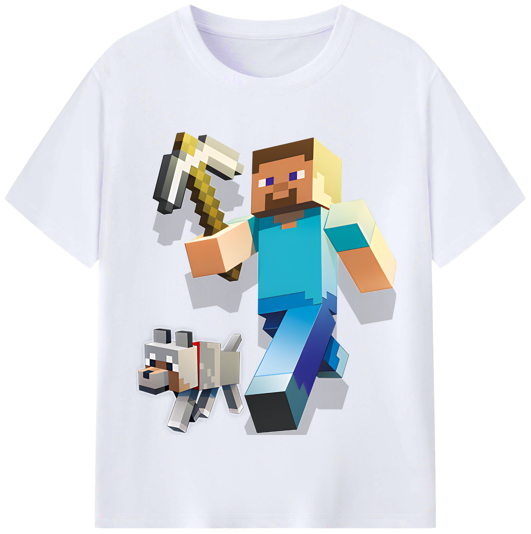 （画像用） マインクラフト ブロックの世界 Minecraft MC Block world レディースカジュアルプリントTシャツ（綿100％）