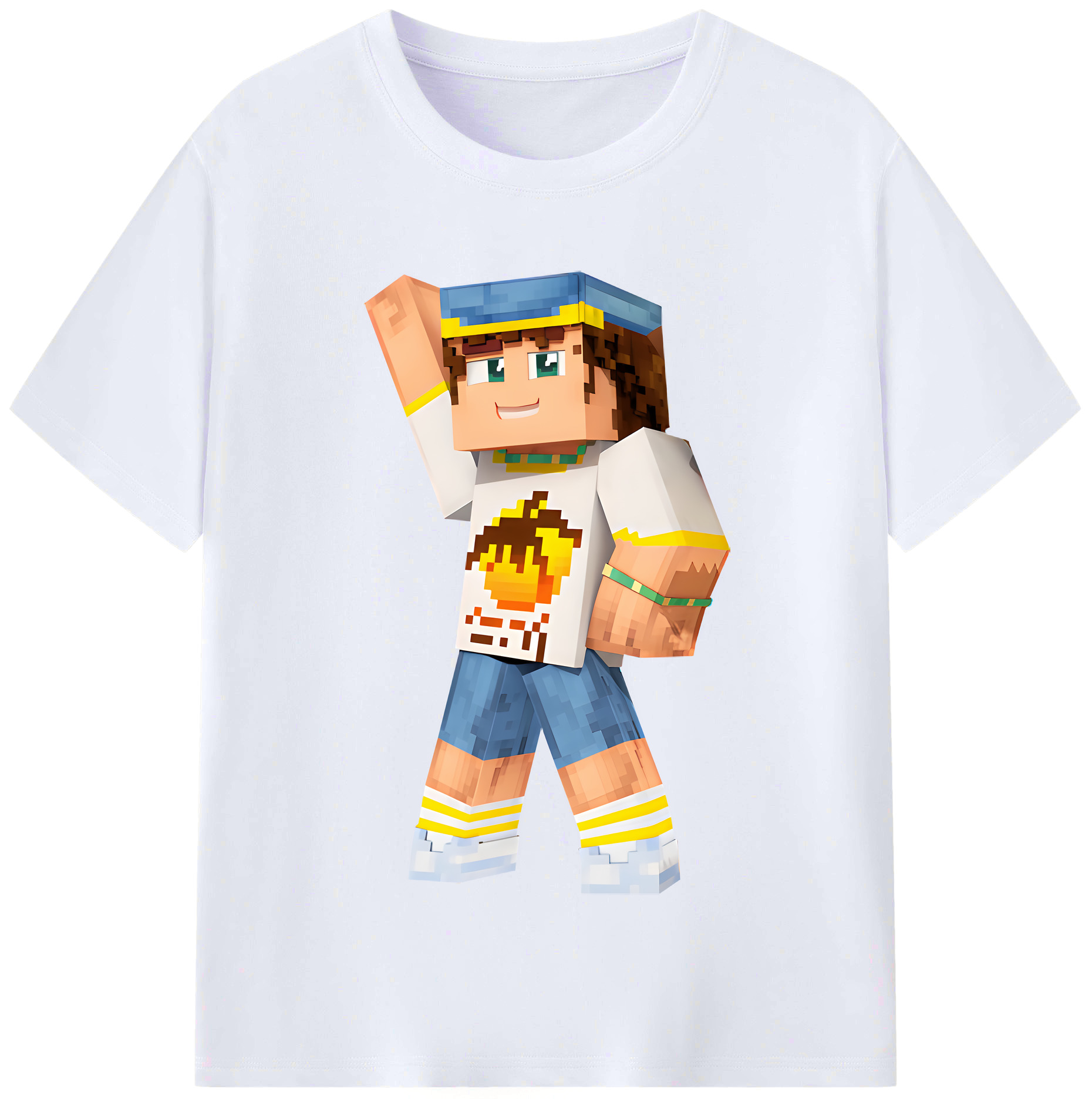 （画像用） マインクラフト ブロックの世界 Minecraft MC Block world レディースカジュアルプリントTシャツ（綿100％）