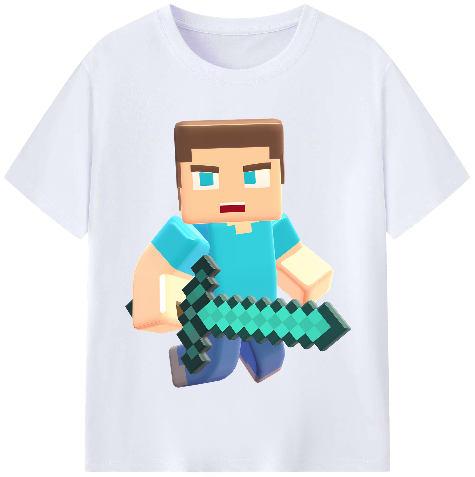 （画像用） マインクラフト ブロックの世界 Minecraft MC Block world レディースカジュアルプリントTシャツ（綿100％）