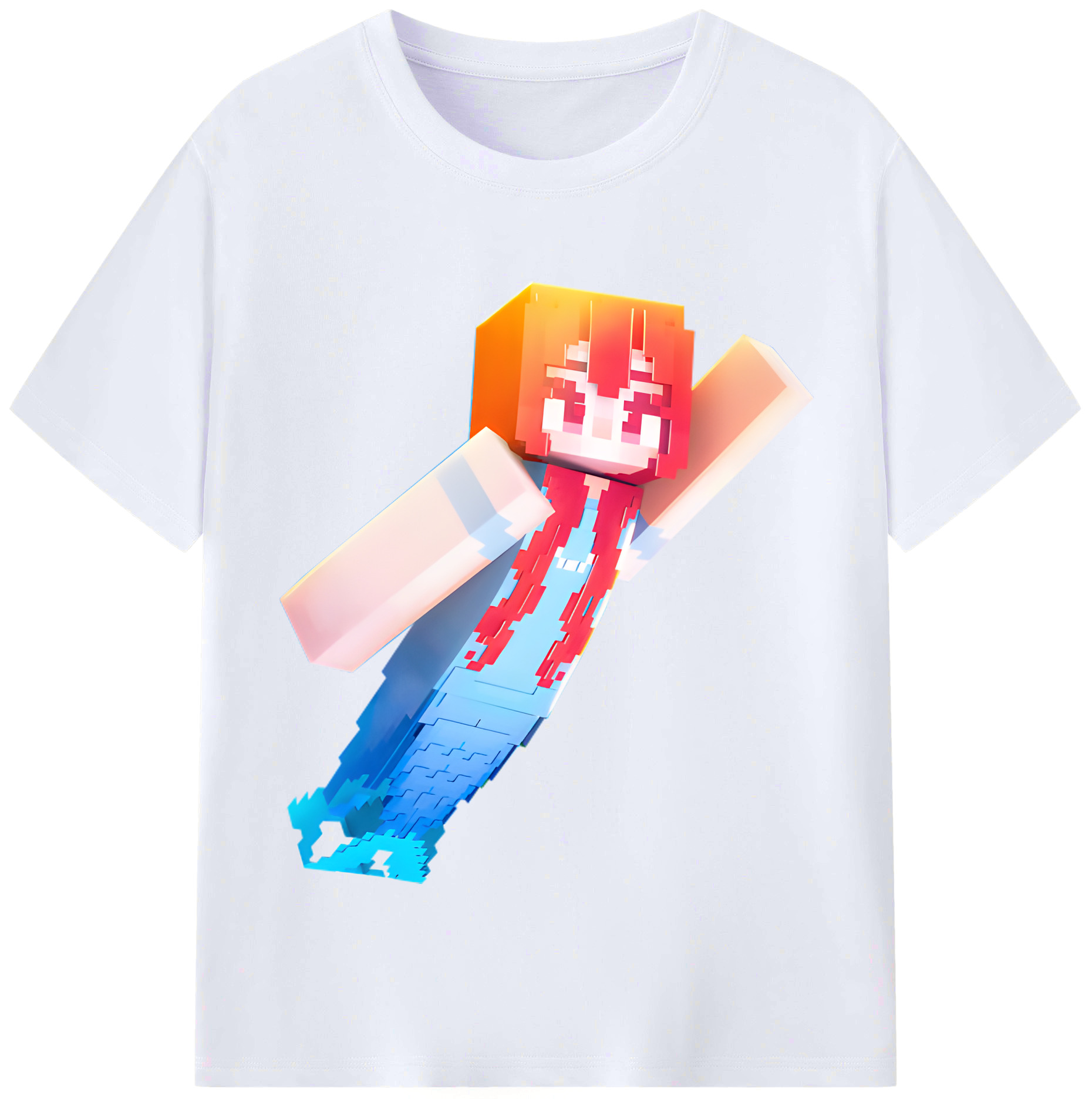（画像用） マインクラフト ブロックの世界 Minecraft MC Block world レディースカジュアルプリントTシャツ（綿100％）