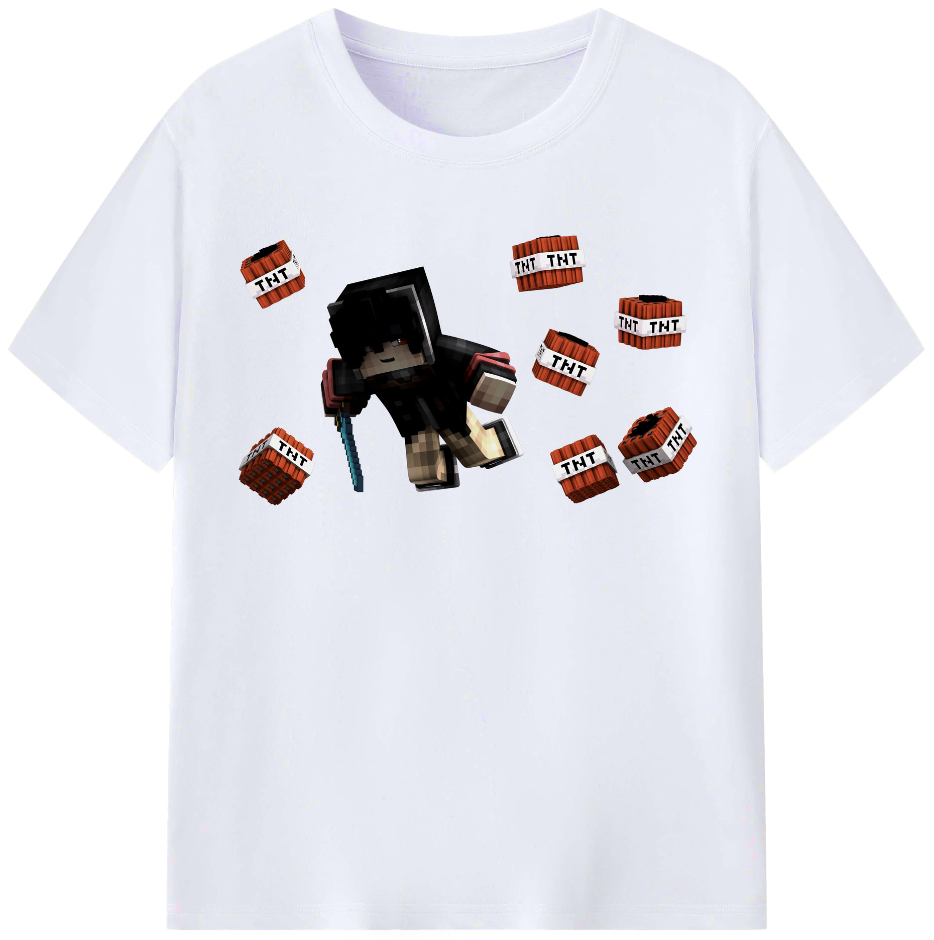 （画像用） マインクラフト ブロックの世界 Minecraft MC Block world レディースカジュアルプリントTシャツ（綿100％）