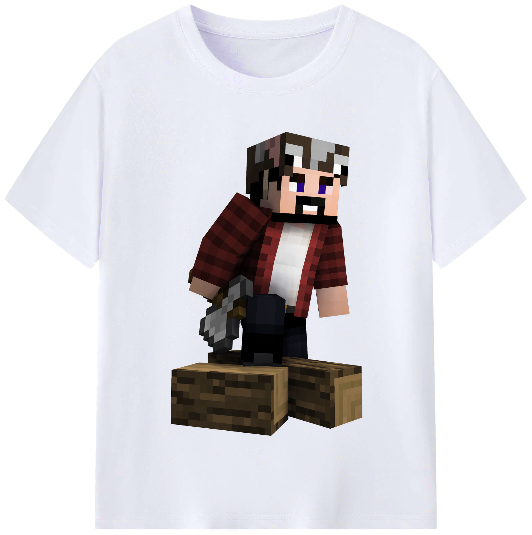 （画像用） マインクラフト ブロックの世界 Minecraft MC Block world レディースカジュアルプリントTシャツ（綿100％）