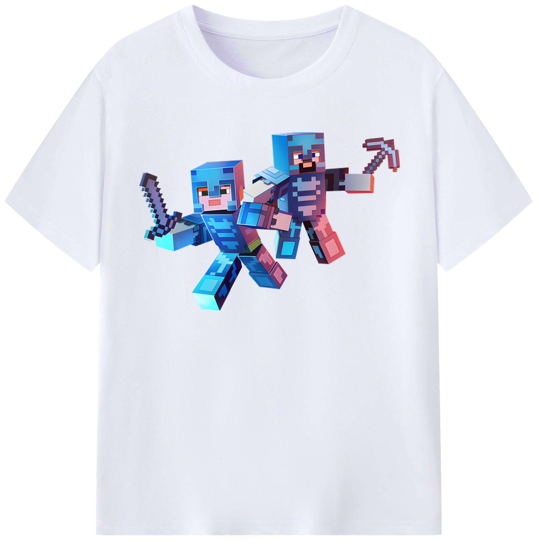 （画像用） マインクラフト ブロックの世界 Minecraft MC Block world レディースカジュアルプリントTシャツ（綿100％）