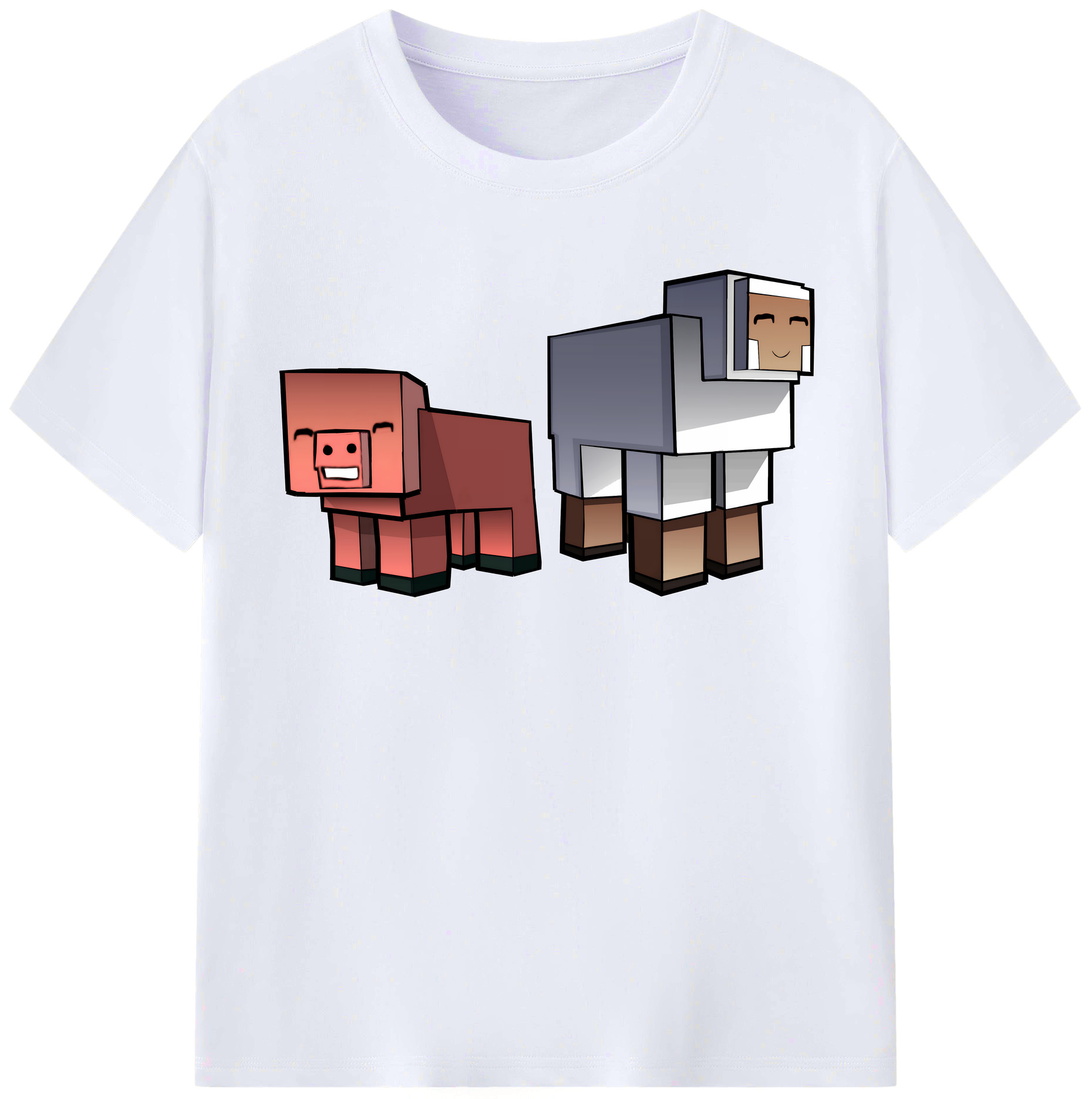 （画像用） マインクラフト ブロックの世界 Minecraft MC Block world レディースカジュアルプリントTシャツ（綿100％）