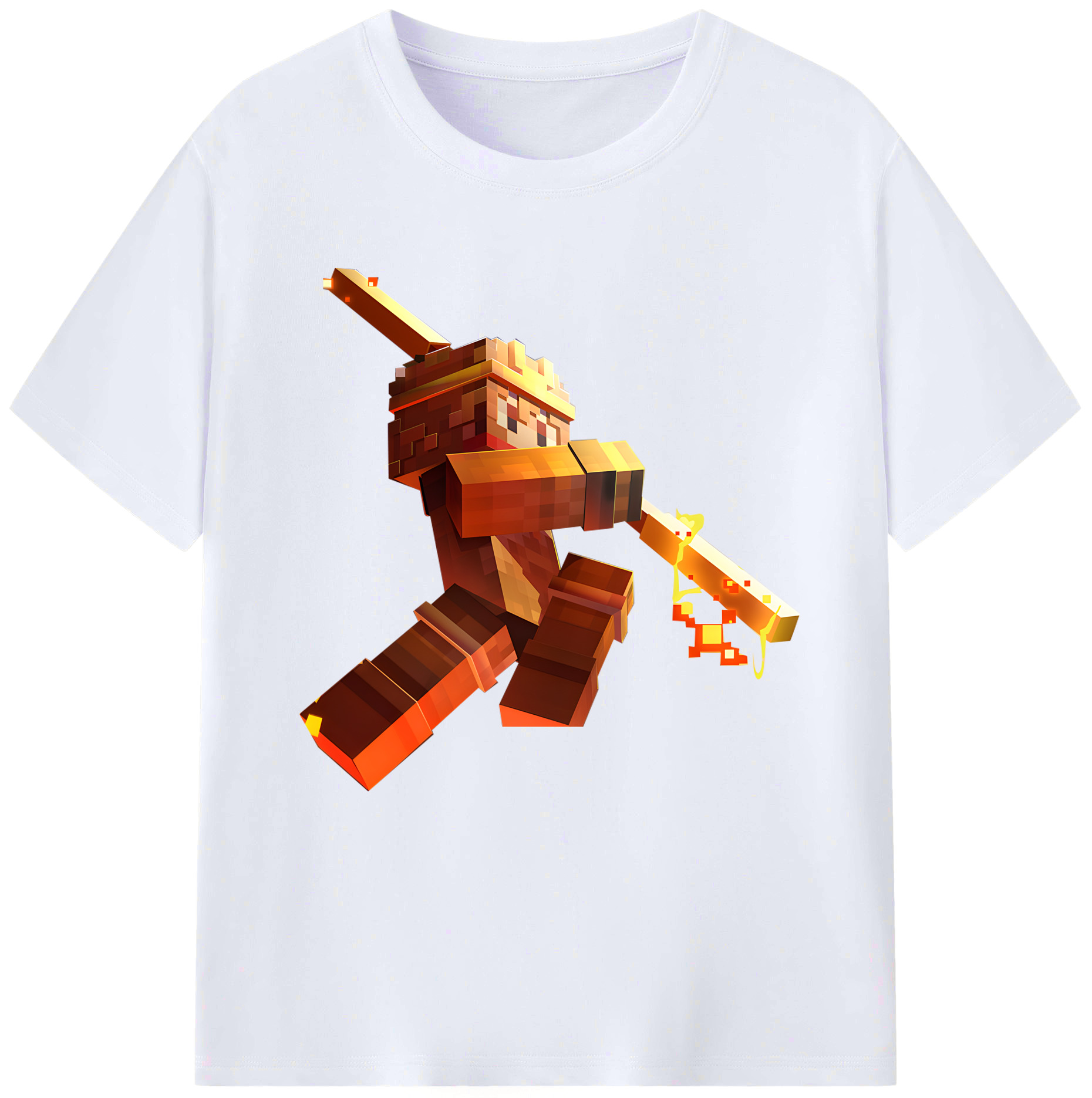 （画像用） マインクラフト ブロックの世界 Minecraft MC Block world レディースカジュアルプリントTシャツ（綿100％）