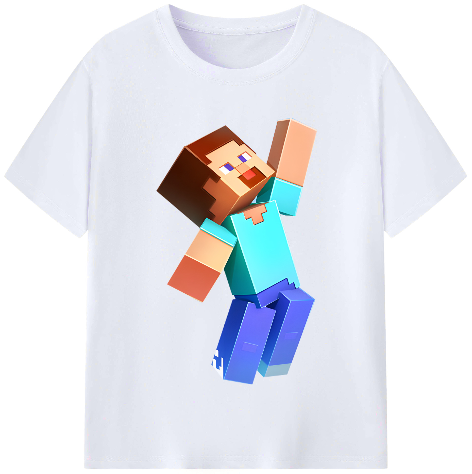 （画像用） マインクラフト ブロックの世界 Minecraft MC Block world レディースカジュアルプリントTシャツ（綿100％）