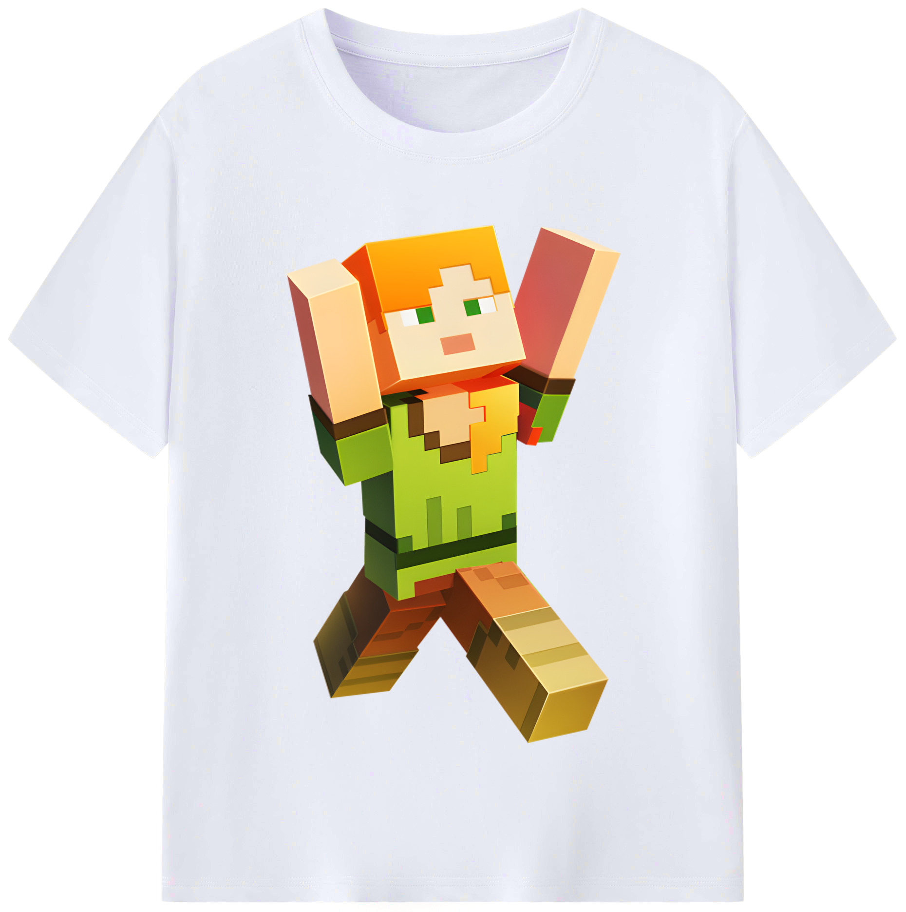 （画像用） マインクラフト ブロックの世界 Minecraft MC Block world レディースカジュアルプリントTシャツ（綿100％）