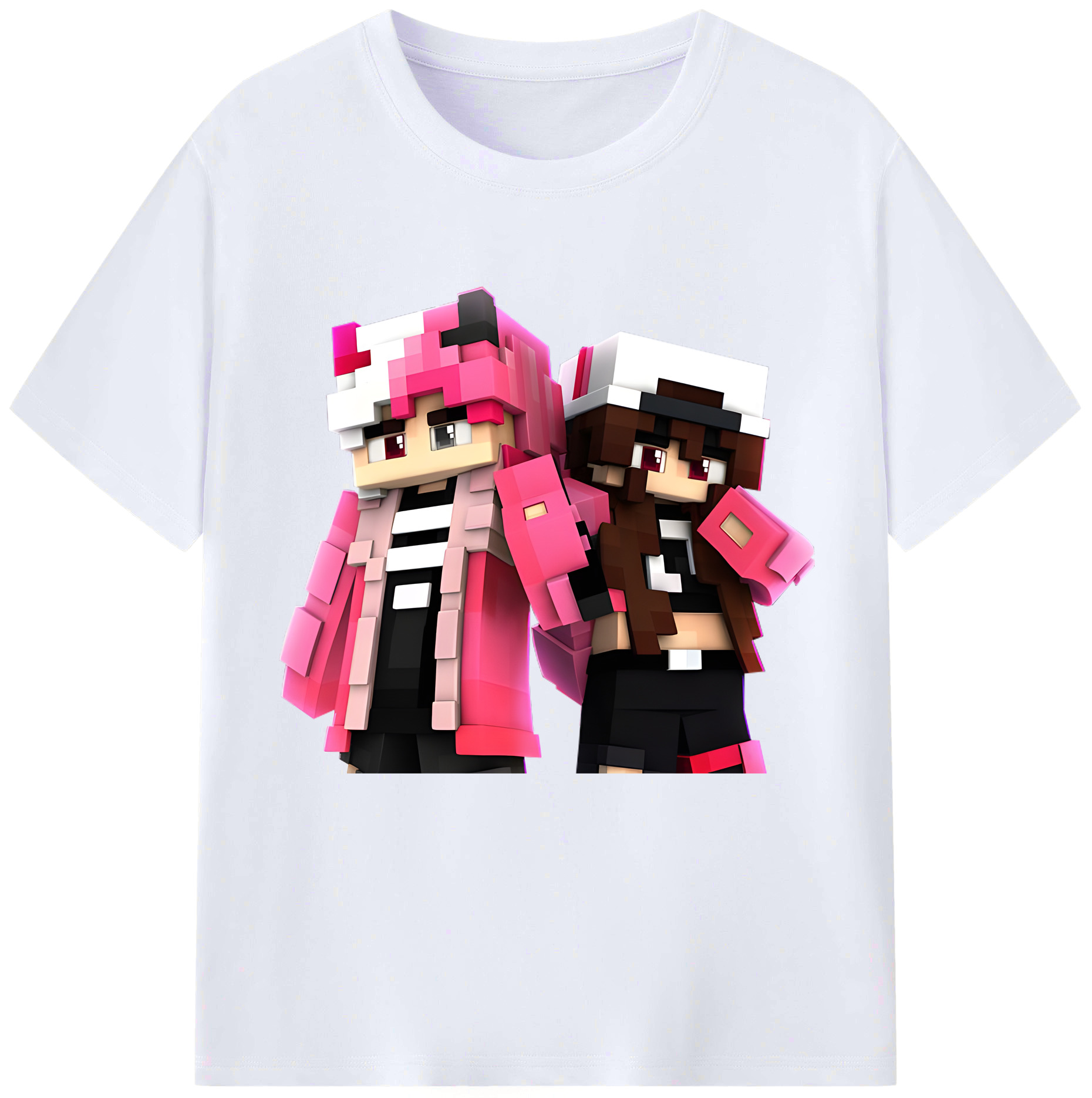 （画像用） マインクラフト ブロックの世界 Minecraft MC Block world レディースカジュアルプリントTシャツ（綿100％）
