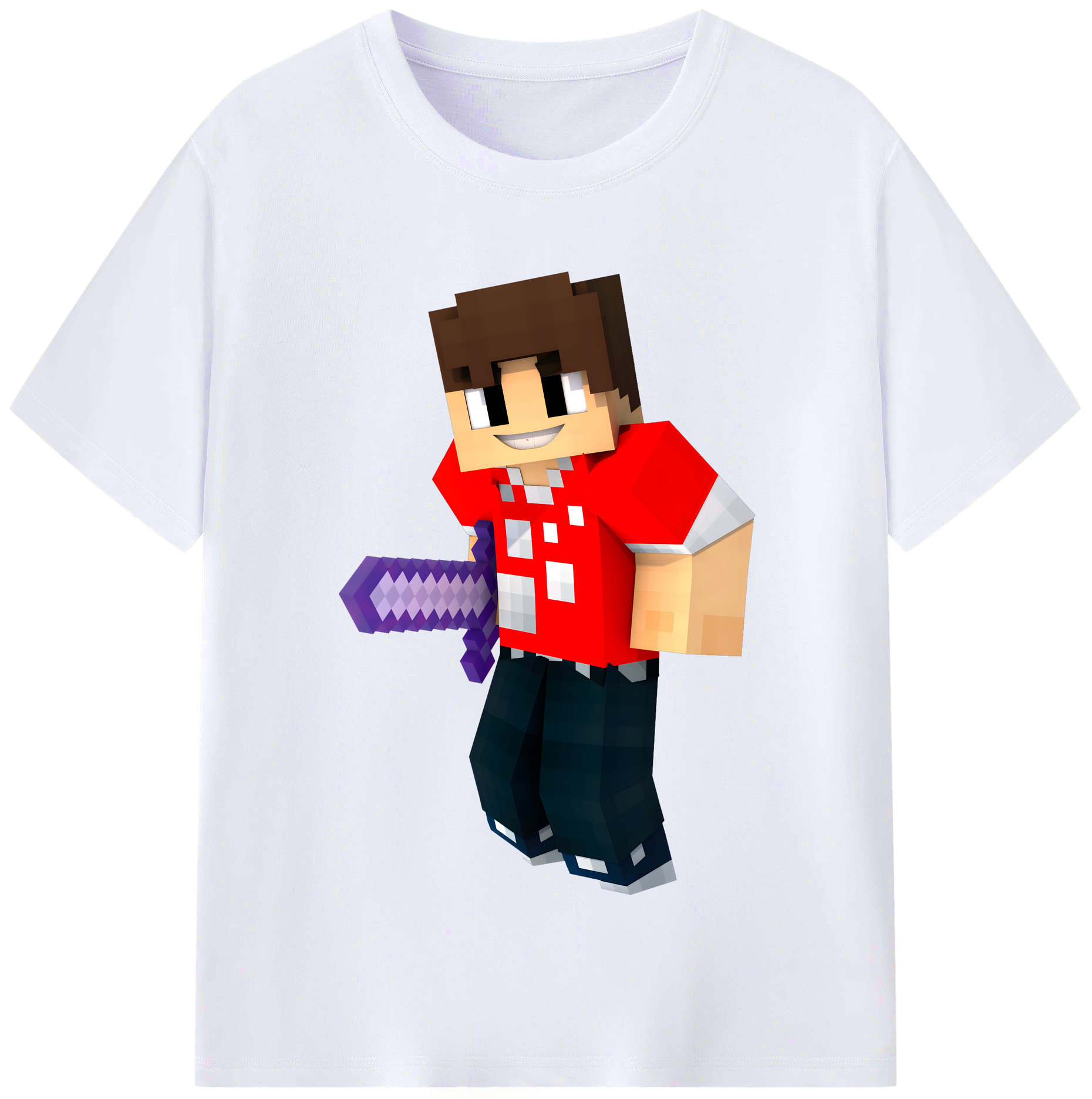 （画像用） マインクラフト ブロックの世界 Minecraft MC Block world レディースカジュアルプリントTシャツ（綿100％）