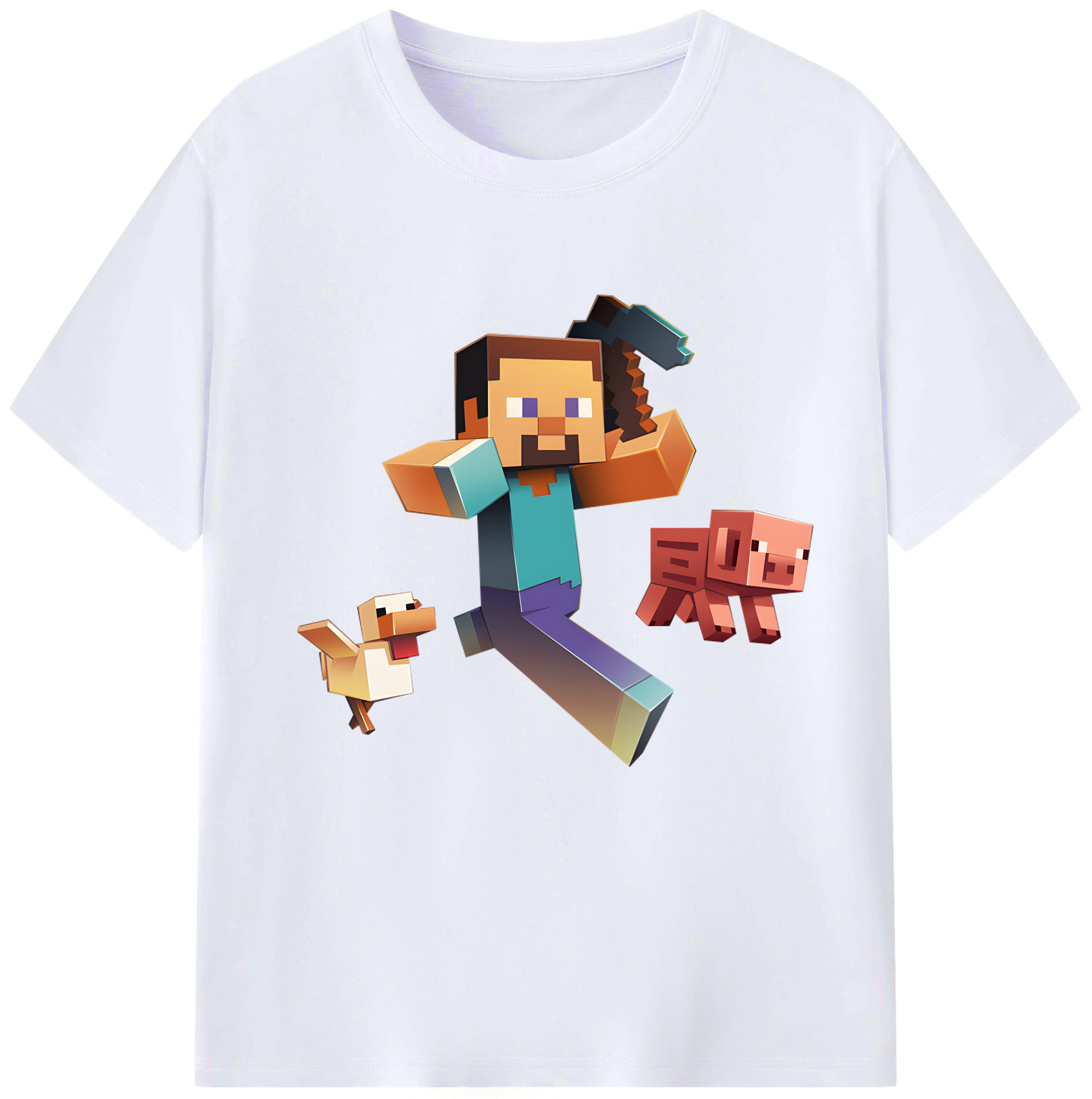 （画像用） マインクラフト ブロックの世界 Minecraft MC Block world レディースカジュアルプリントTシャツ（綿100％）