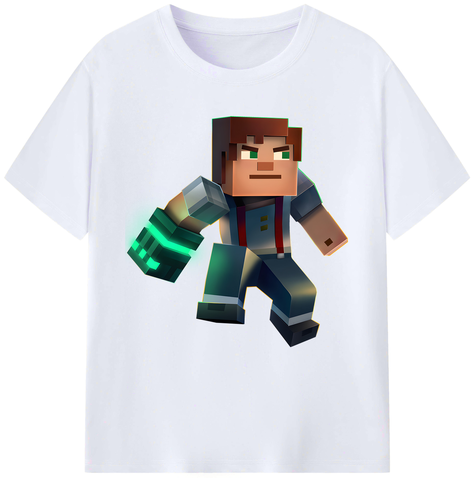 （画像用） マインクラフト ブロックの世界 Minecraft MC Block world レディースカジュアルプリントTシャツ（綿100％）