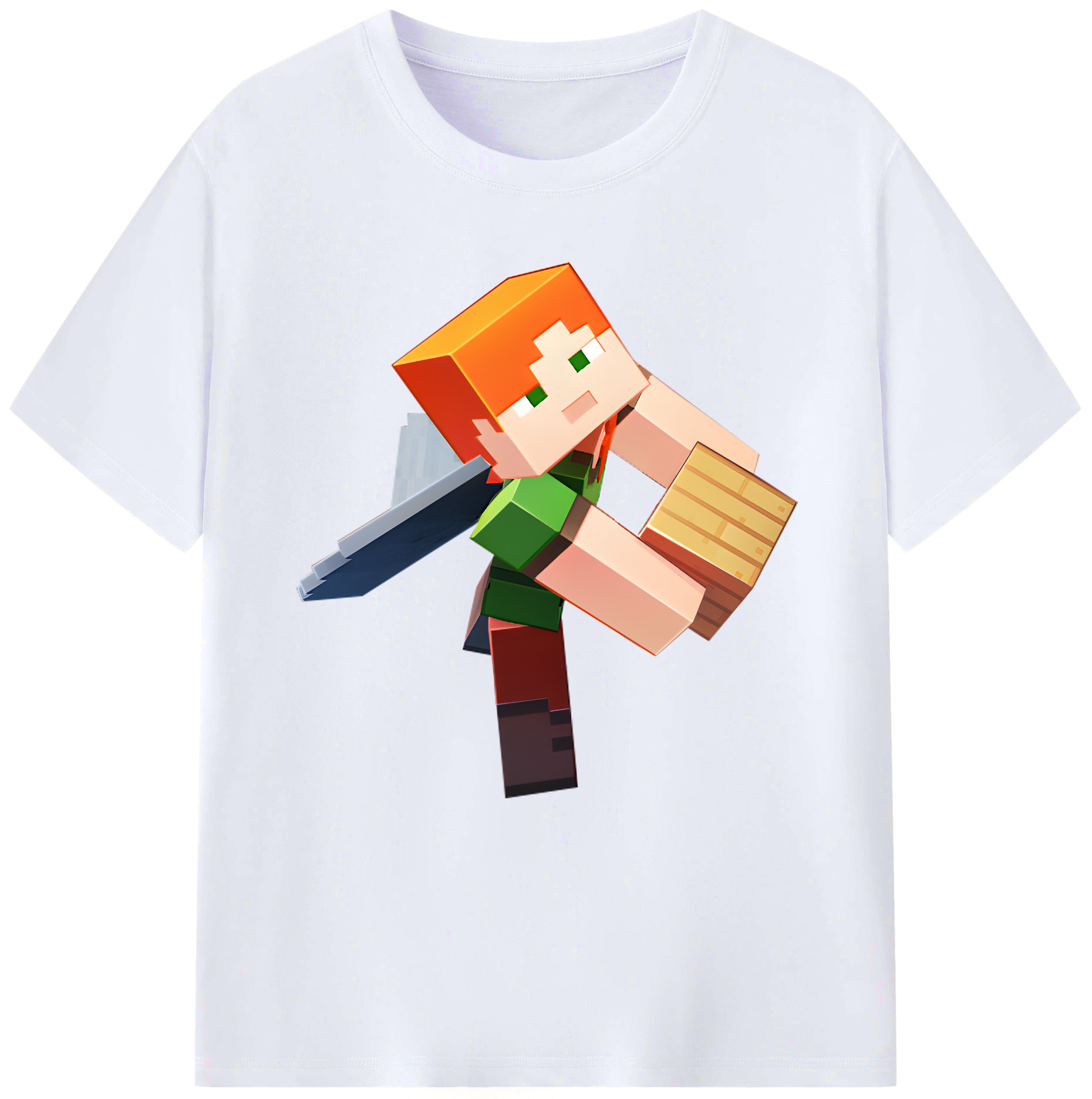 （画像用） マインクラフト ブロックの世界 Minecraft MC Block world レディースカジュアルプリントTシャツ（綿100％）