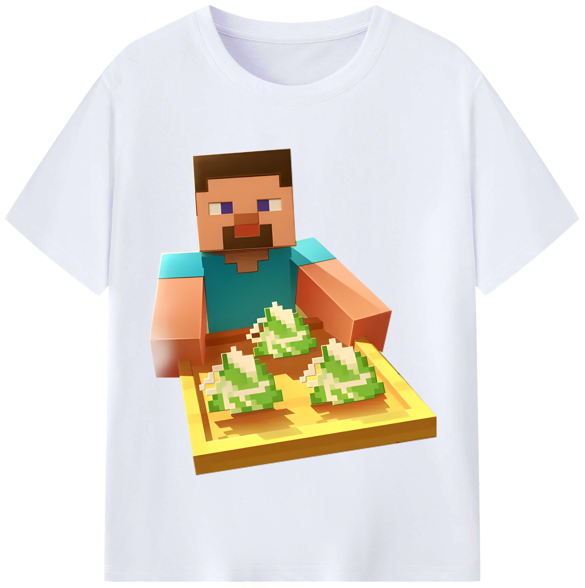 （画像用） マインクラフト ブロックの世界 Minecraft MC Block world レディースカジュアルプリントTシャツ（綿100％）
