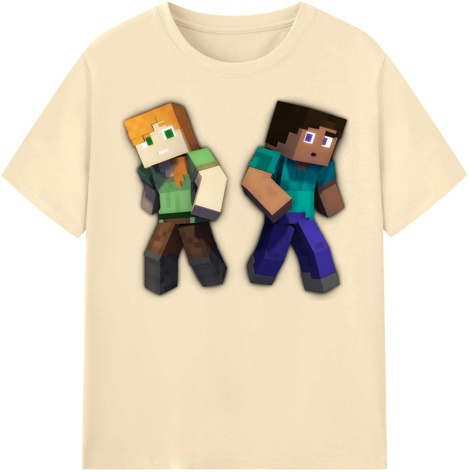 （画像用） マインクラフト ブロックの世界 Minecraft MC Block world 綿100％半袖Tシャツ（フロントプリント）