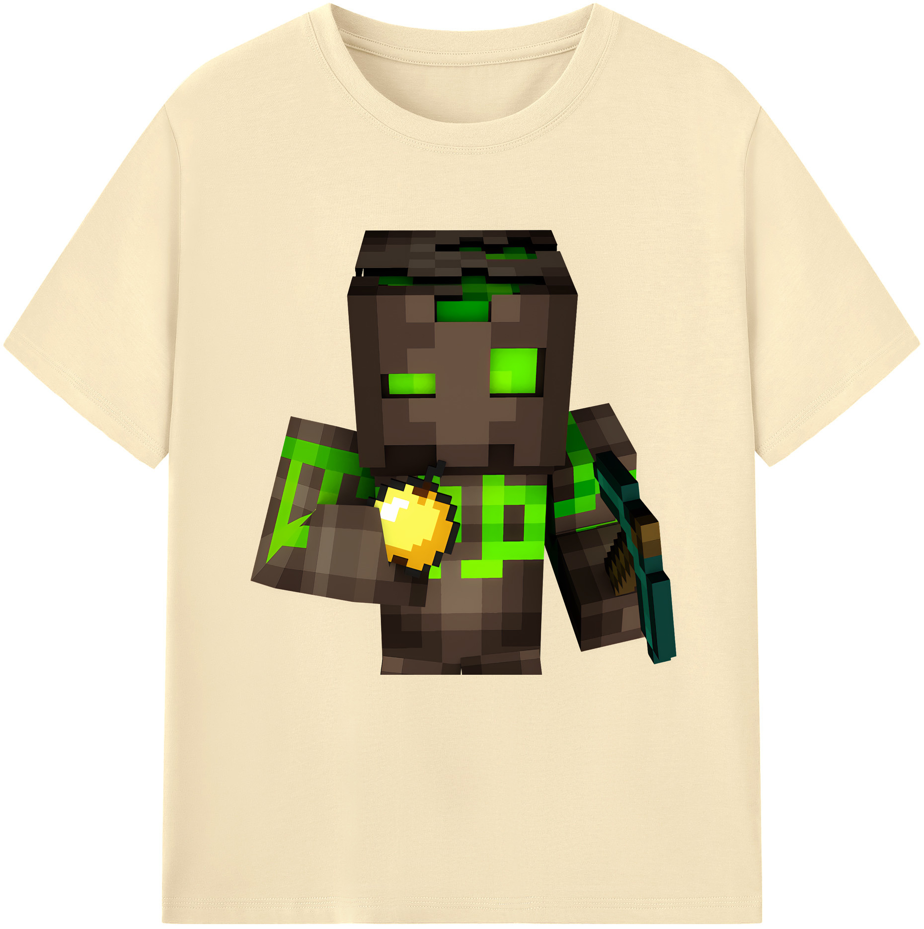 （画像用） マインクラフト ブロックの世界 Minecraft MC Block world 綿100％半袖Tシャツ（フロントプリント）